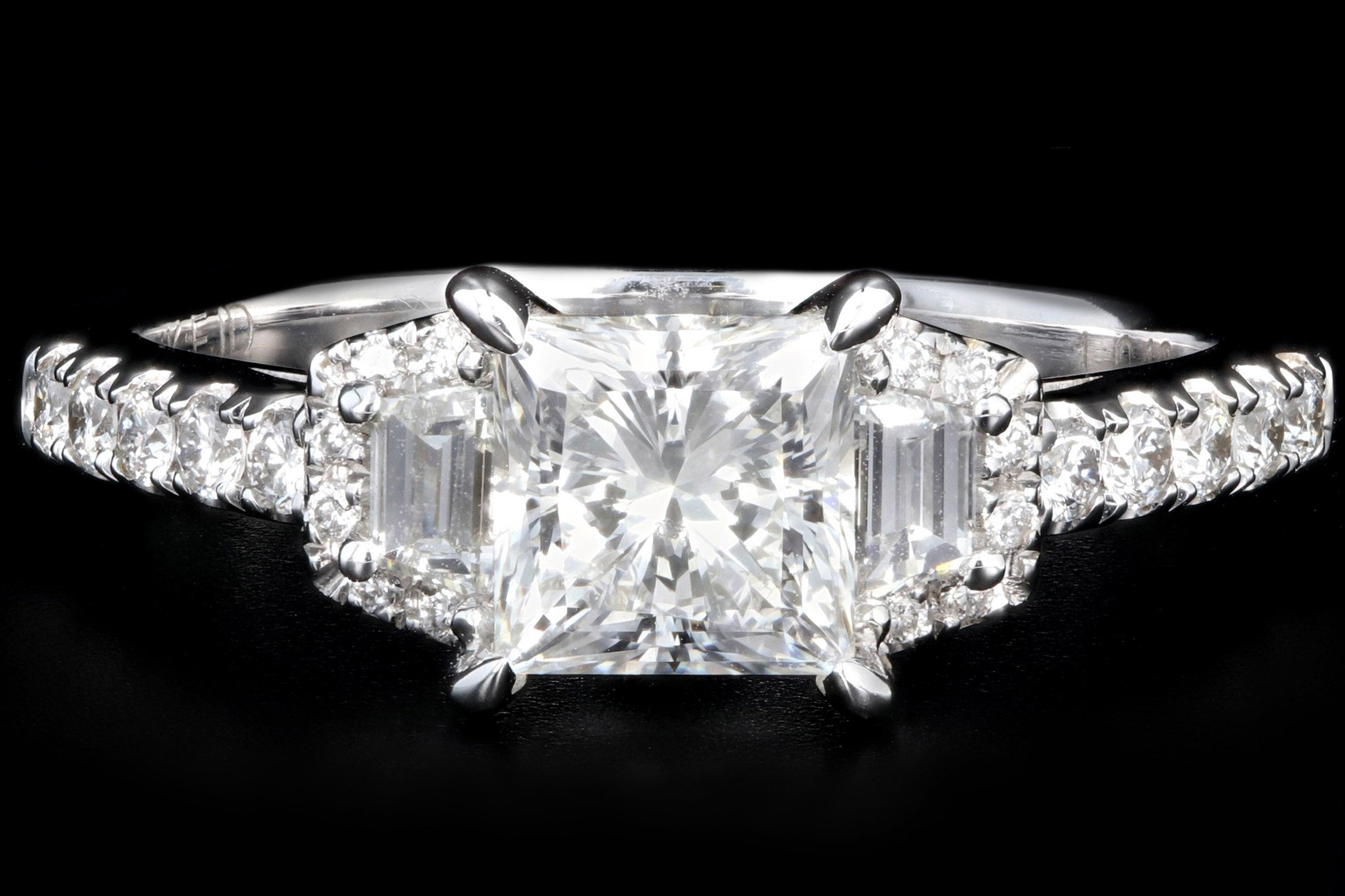 New 14K White Gold 1.04 Carat Princess Cut Diamond Engagement Ring GIA Certified - Queen May