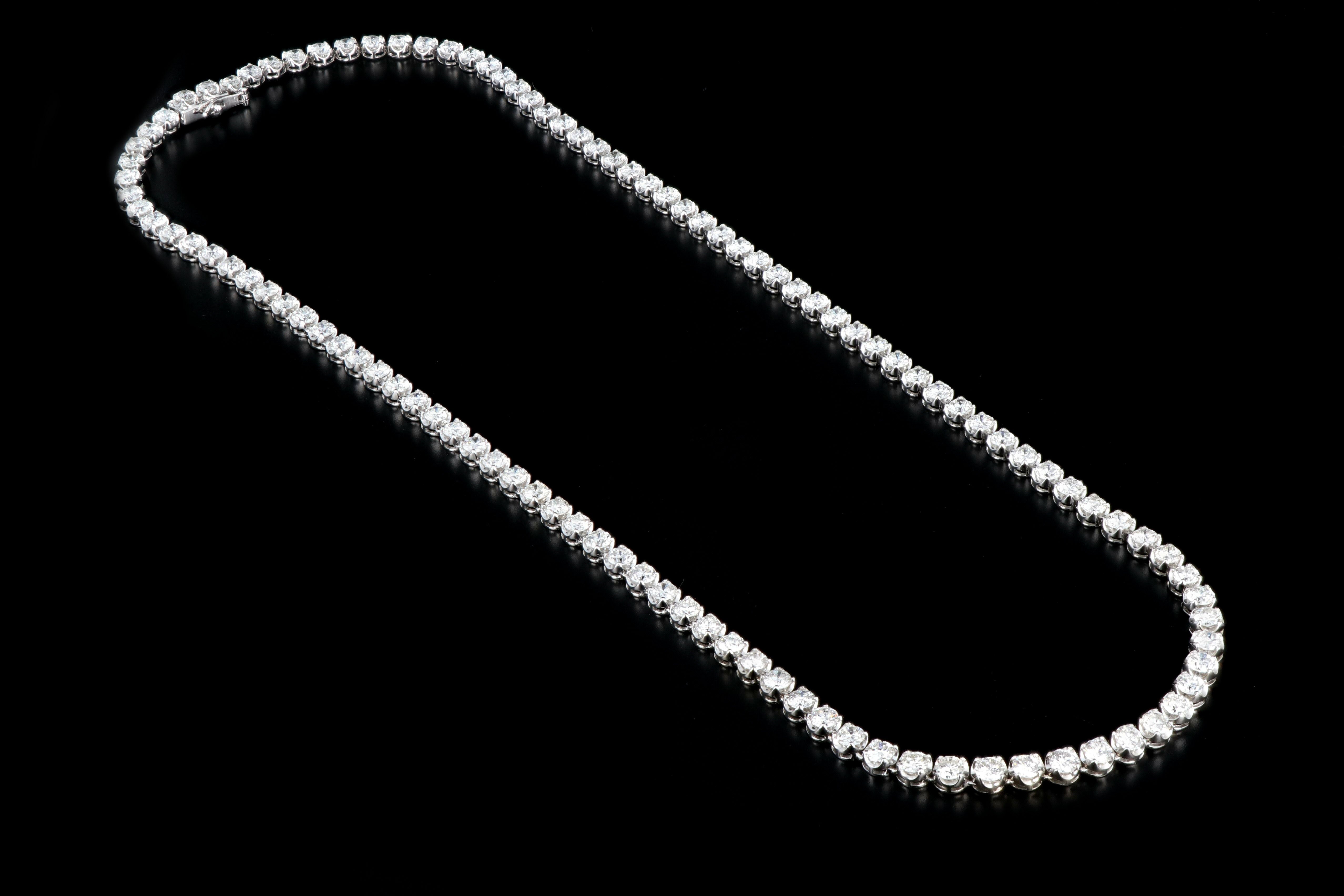 Modern 14K White Gold  20.35 Carat Diamond Tennis Necklace - Queen May
