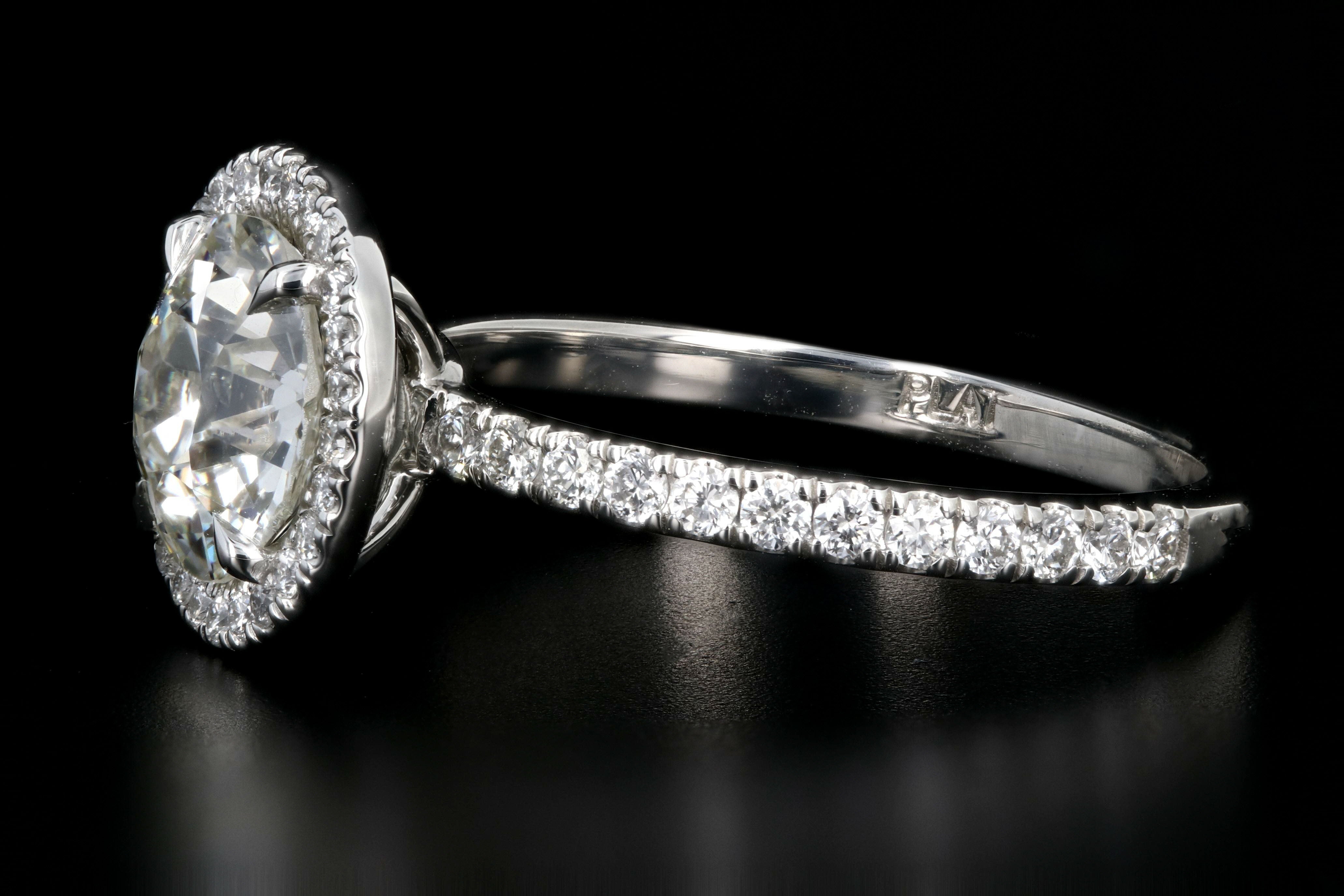 New Platinum 1.85 carat Old European Cut Diamond Engagement Ring GIA Certified - Queen May