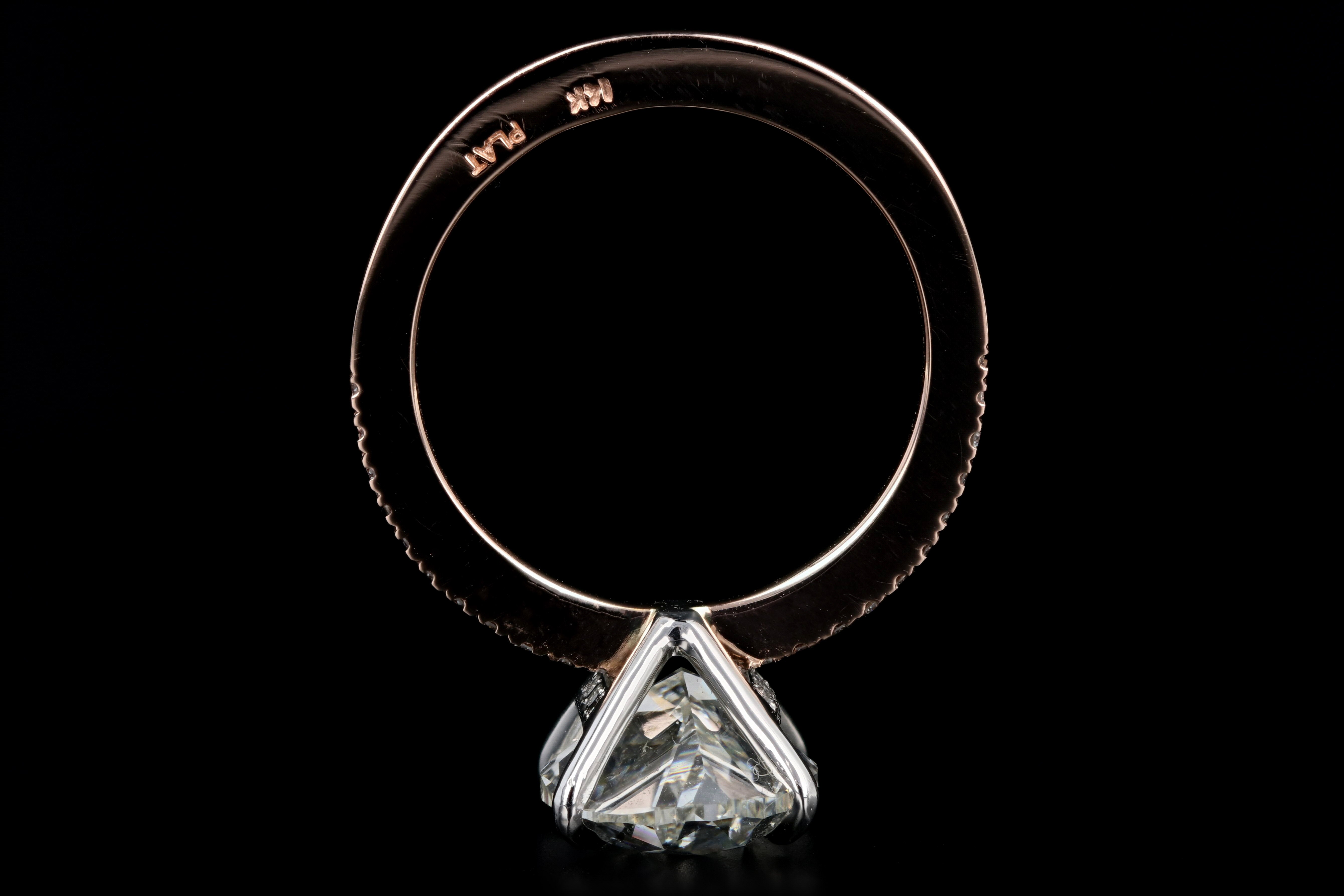 14K Rose Gold and Platinum 5.01 Carat Oval Cut Diamond Engagement Ring GIA Certified - Queen May