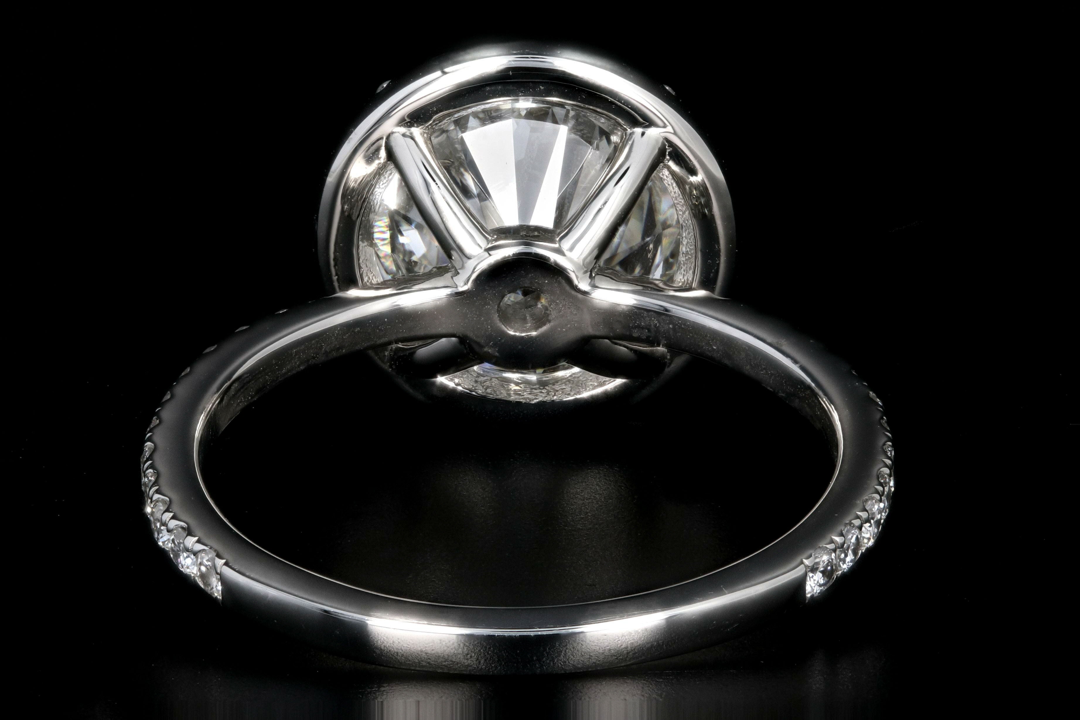 New Platinum 3.01 Carat Round Brilliant Cut Diamond Halo Engagement Ring GIA Certified - Queen May