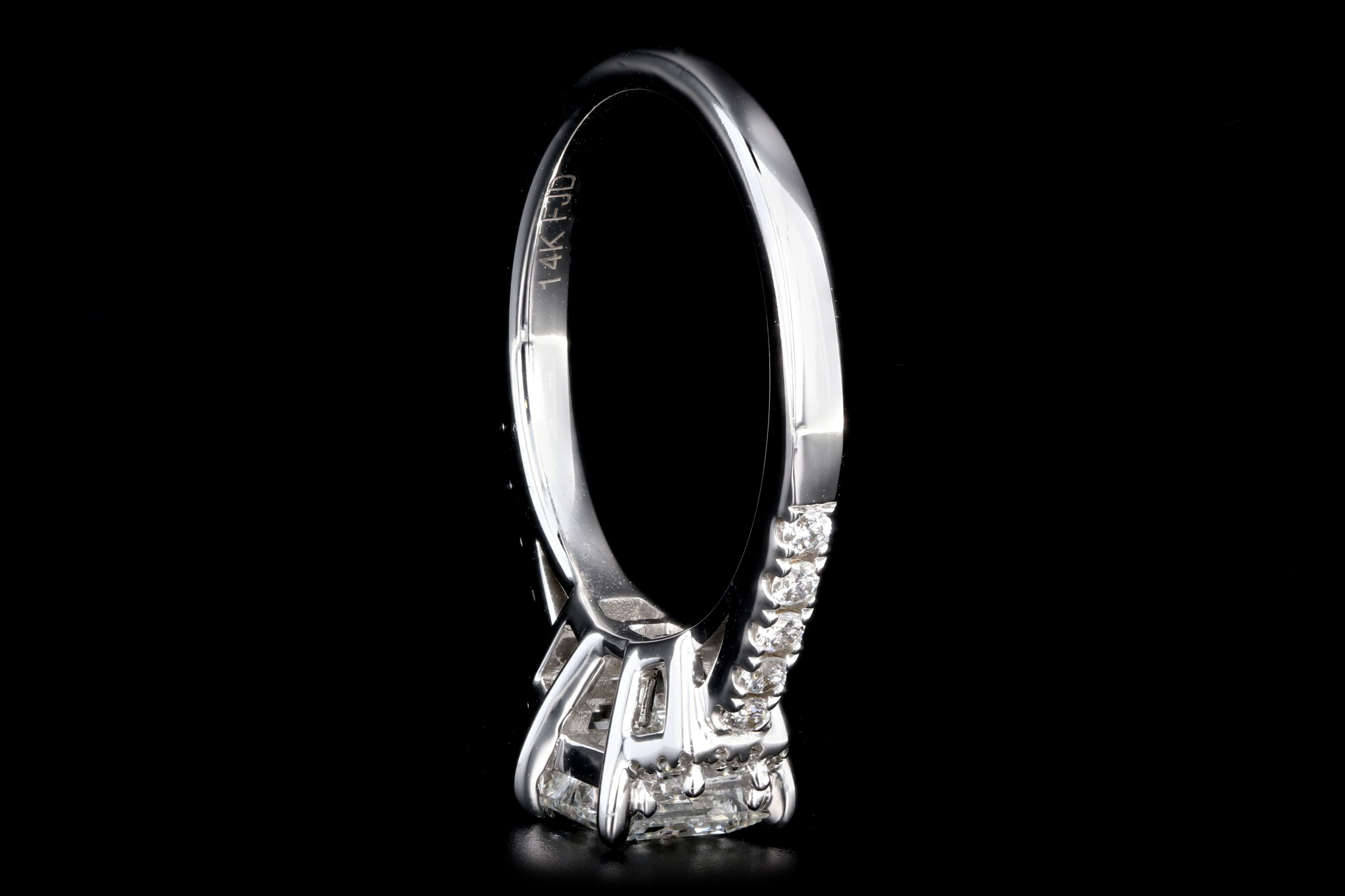 New 14K White Gold 1.04 Carat Princess Cut Diamond Engagement Ring GIA Certified - Queen May
