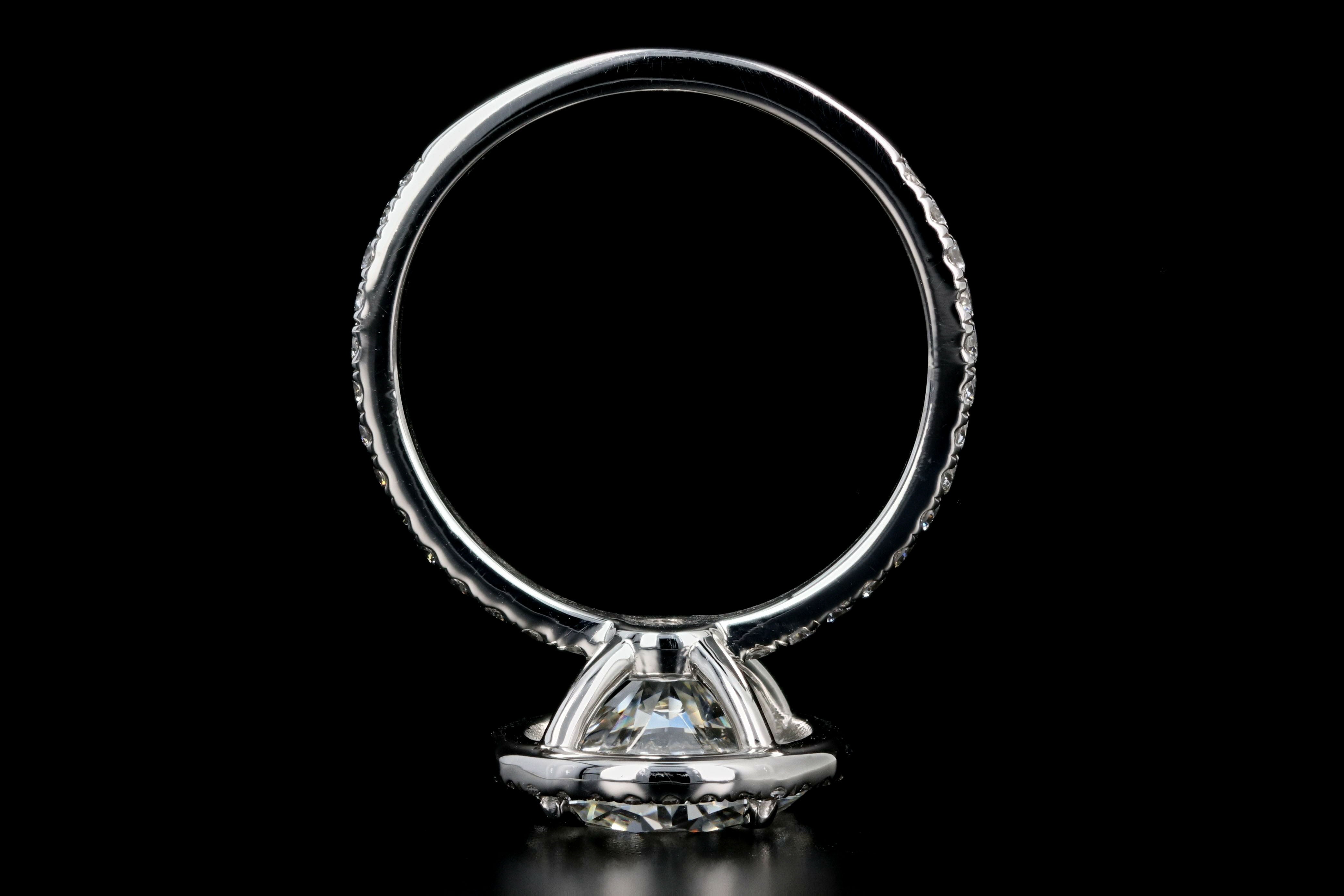 New Platinum 3.01 Carat Round Brilliant Cut Diamond Halo Engagement Ring GIA Certified - Queen May
