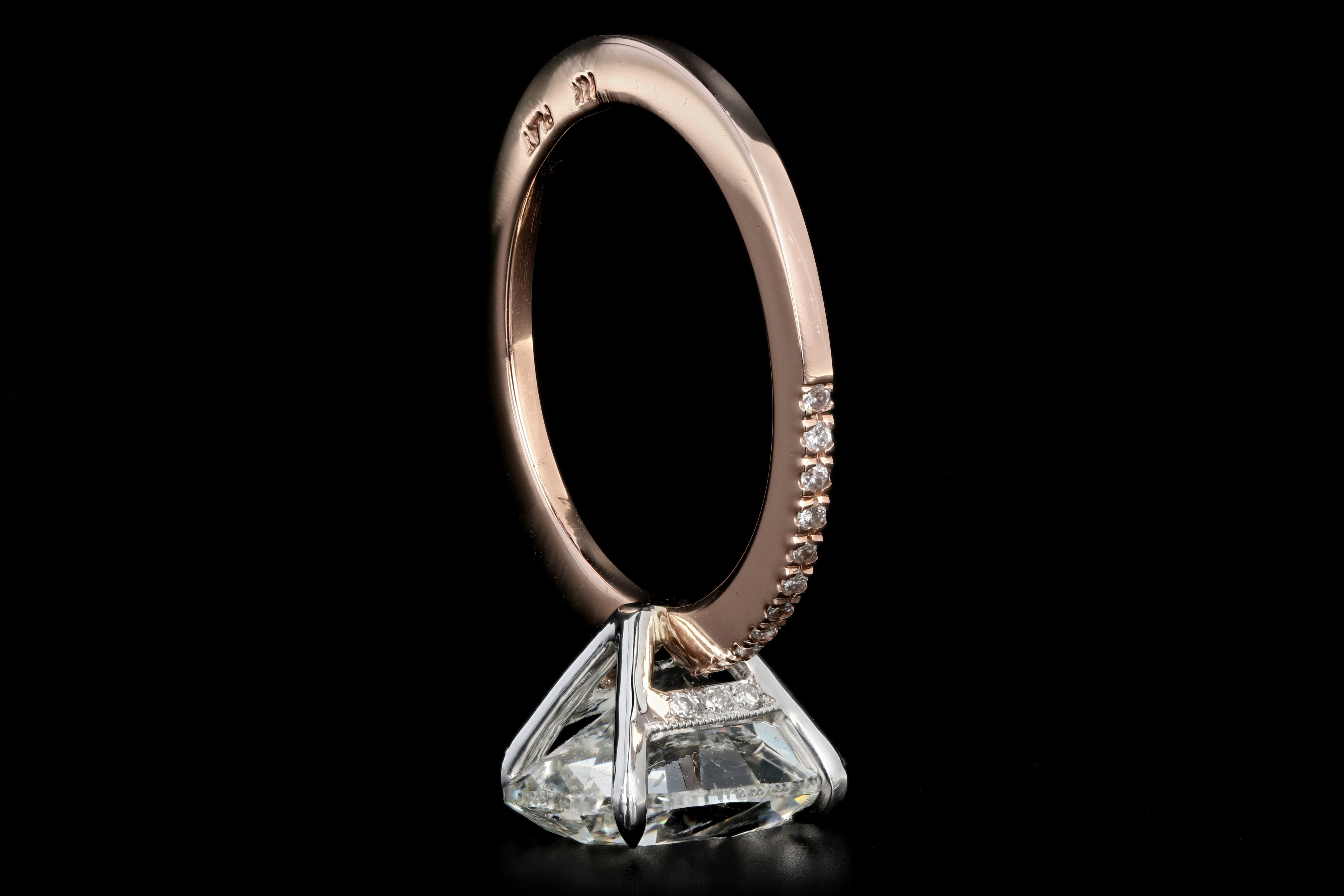 14K Rose Gold and Platinum 5.01 Carat Oval Cut Diamond Engagement Ring GIA Certified - Queen May