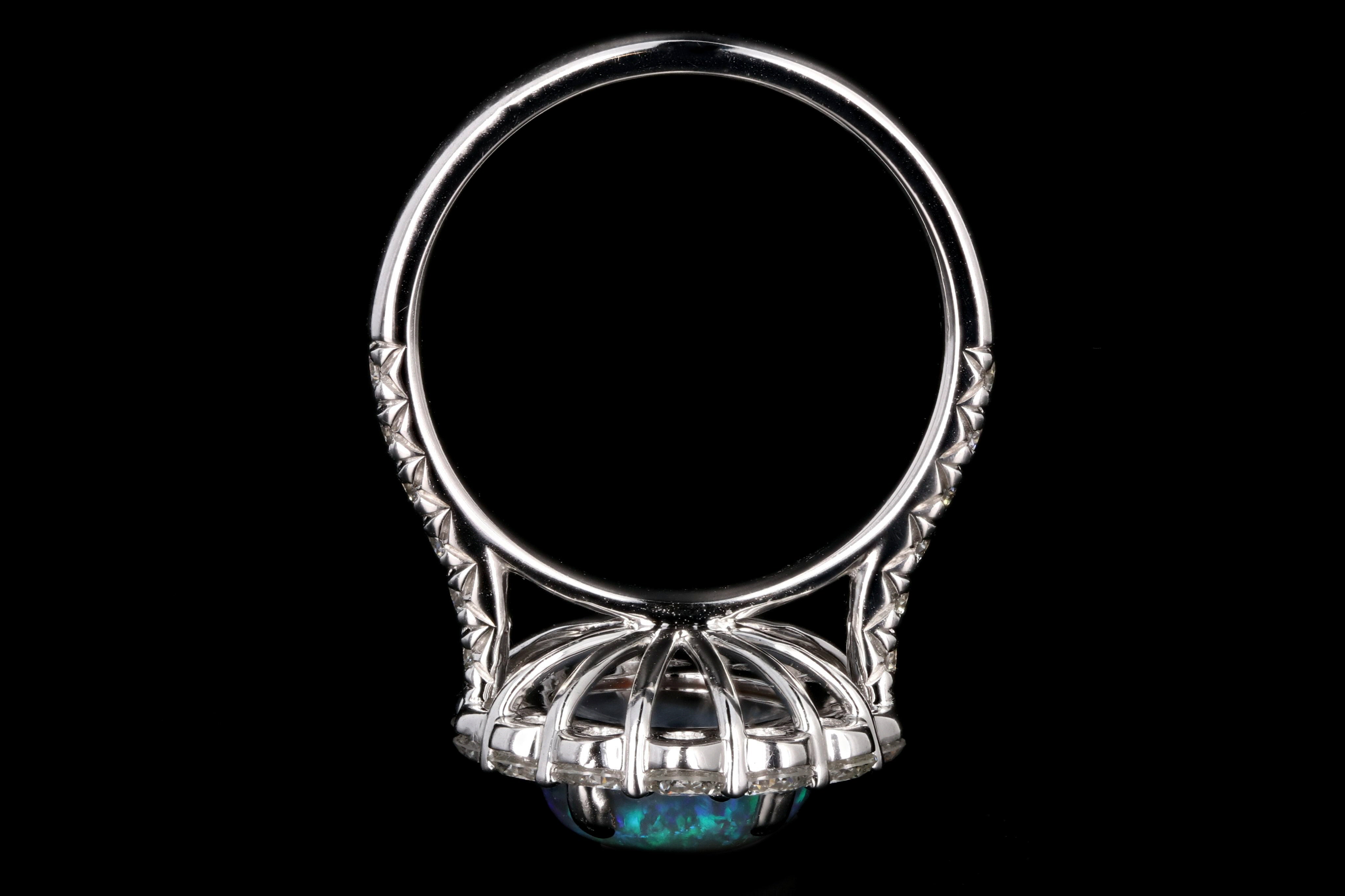 New 14K 2.98 Carat Opal and Diamond Halo Ring - Queen May