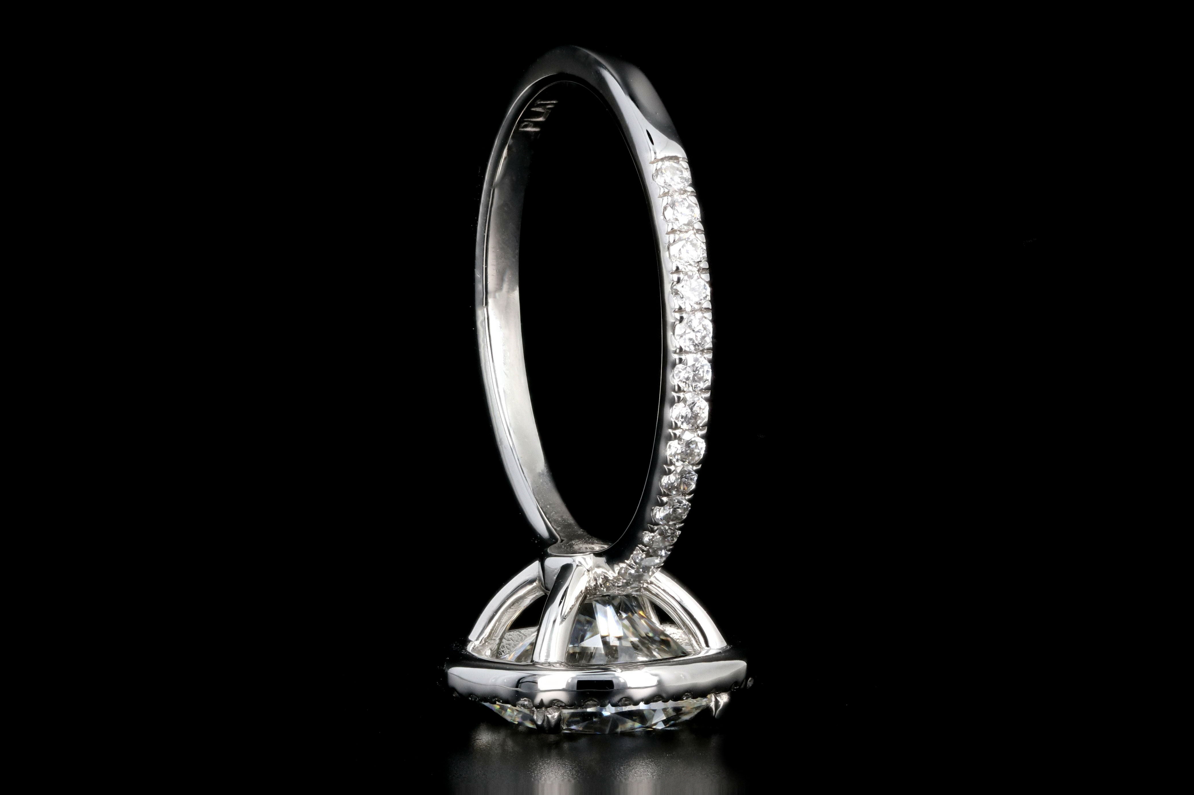 New Platinum 3.01 Carat Round Brilliant Cut Diamond Halo Engagement Ring GIA Certified - Queen May