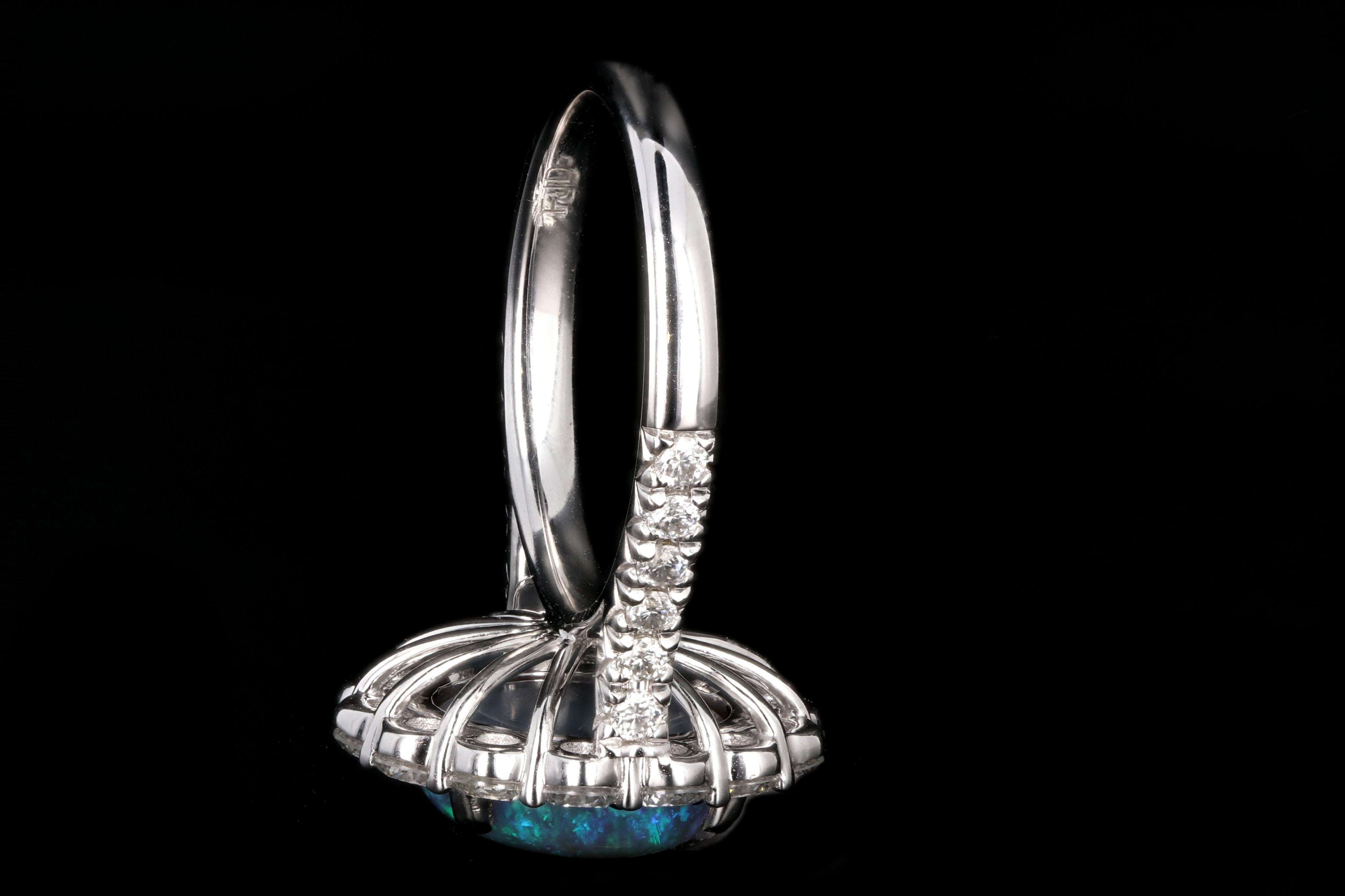 New 14K 2.98 Carat Opal and Diamond Halo Ring - Queen May