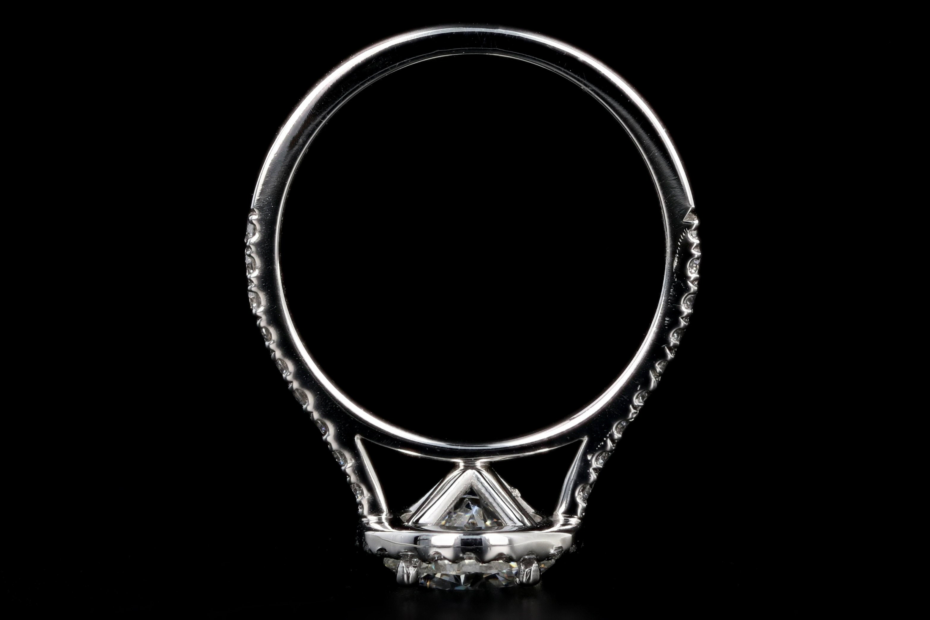 New Platinum 1.56 Carat Round Brilliant Cut Diamond Halo Engagement Ring GIA Certified - Queen May