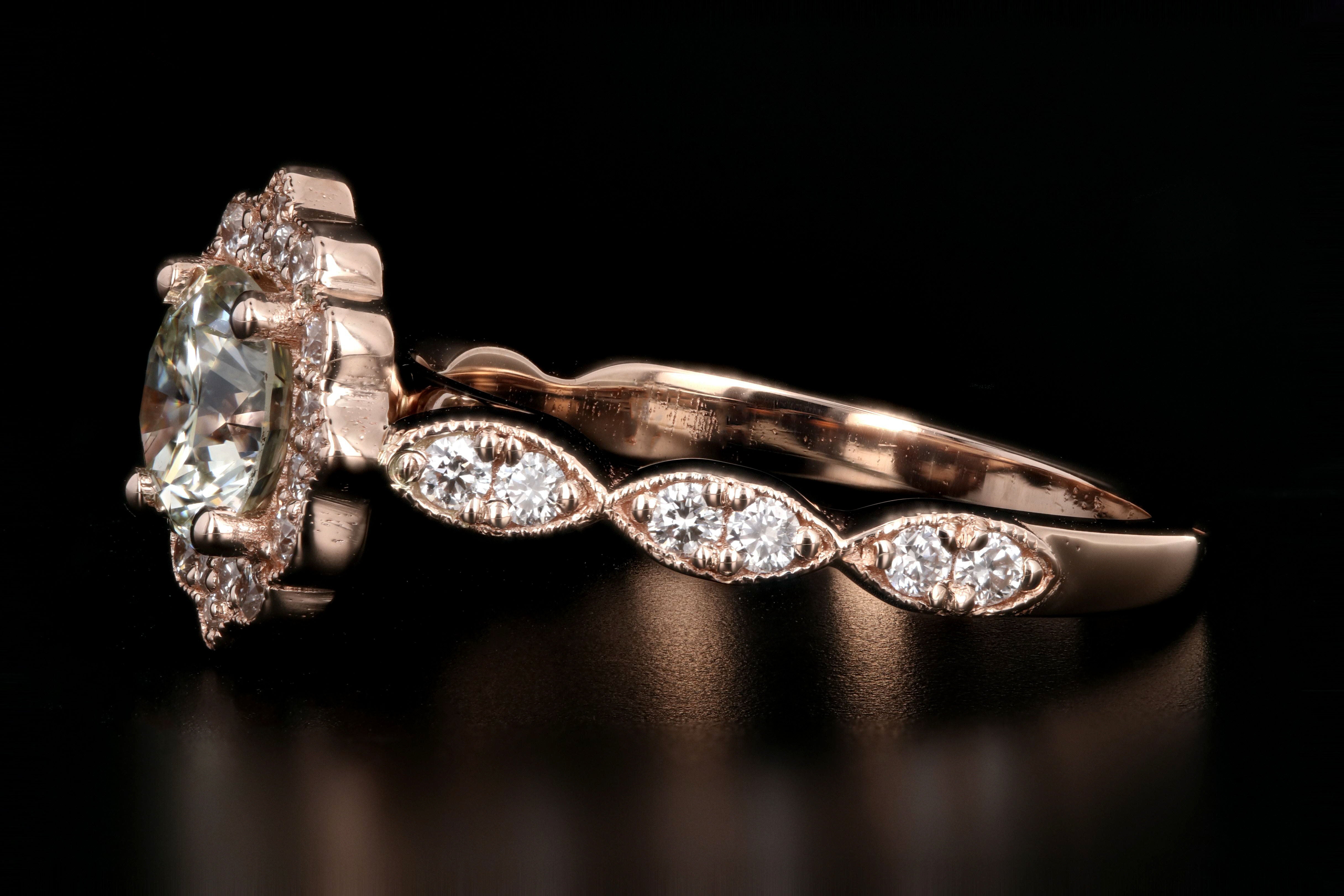 New 14K Rose Gold 1.02 Carat Round Brilliant Cut Diamond Engagement Ring GIA Certified - Queen May