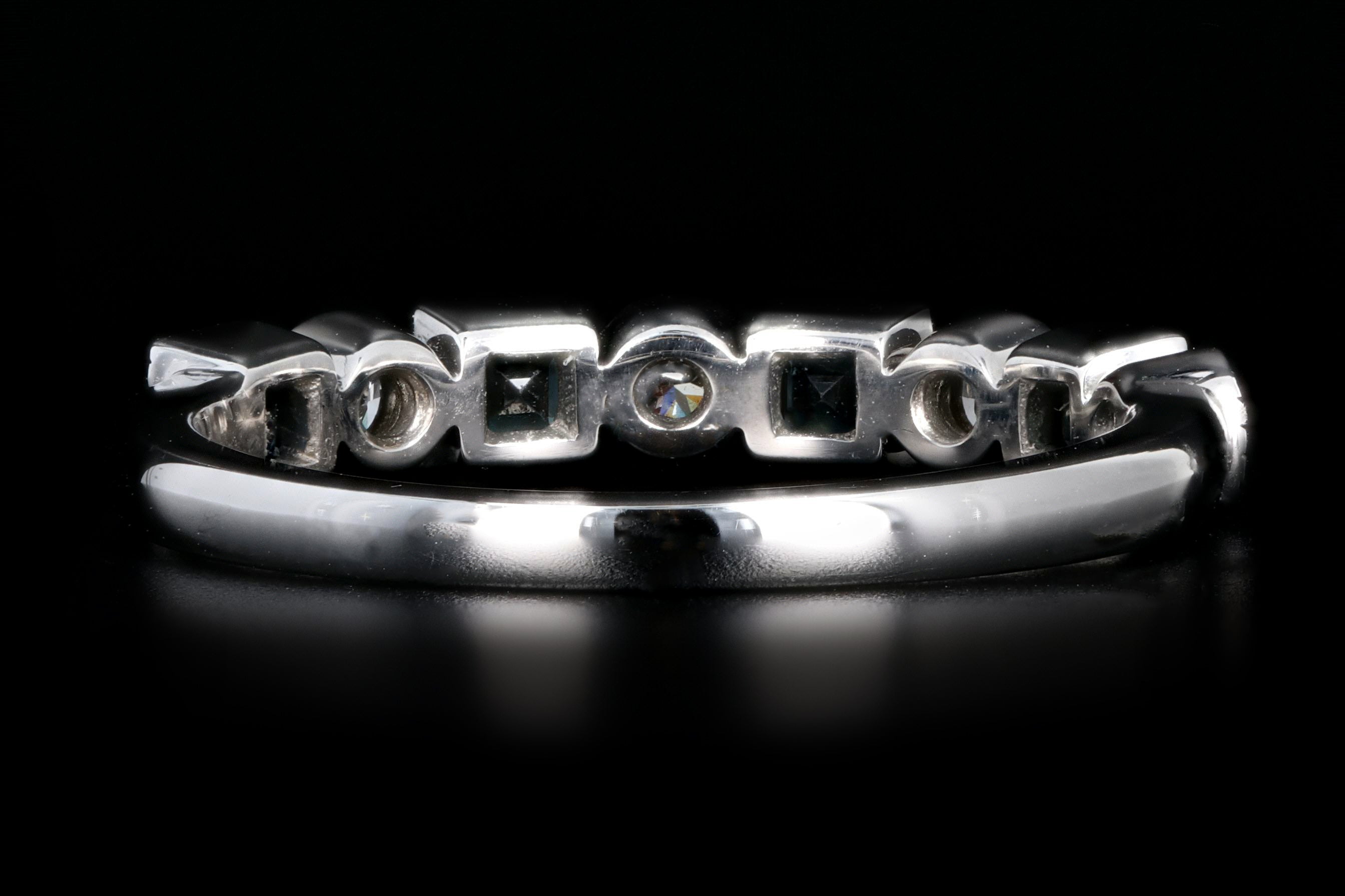 New 14K White Gold 1/5 Carat Diamond and Sapphire Anniversary Band - Queen May