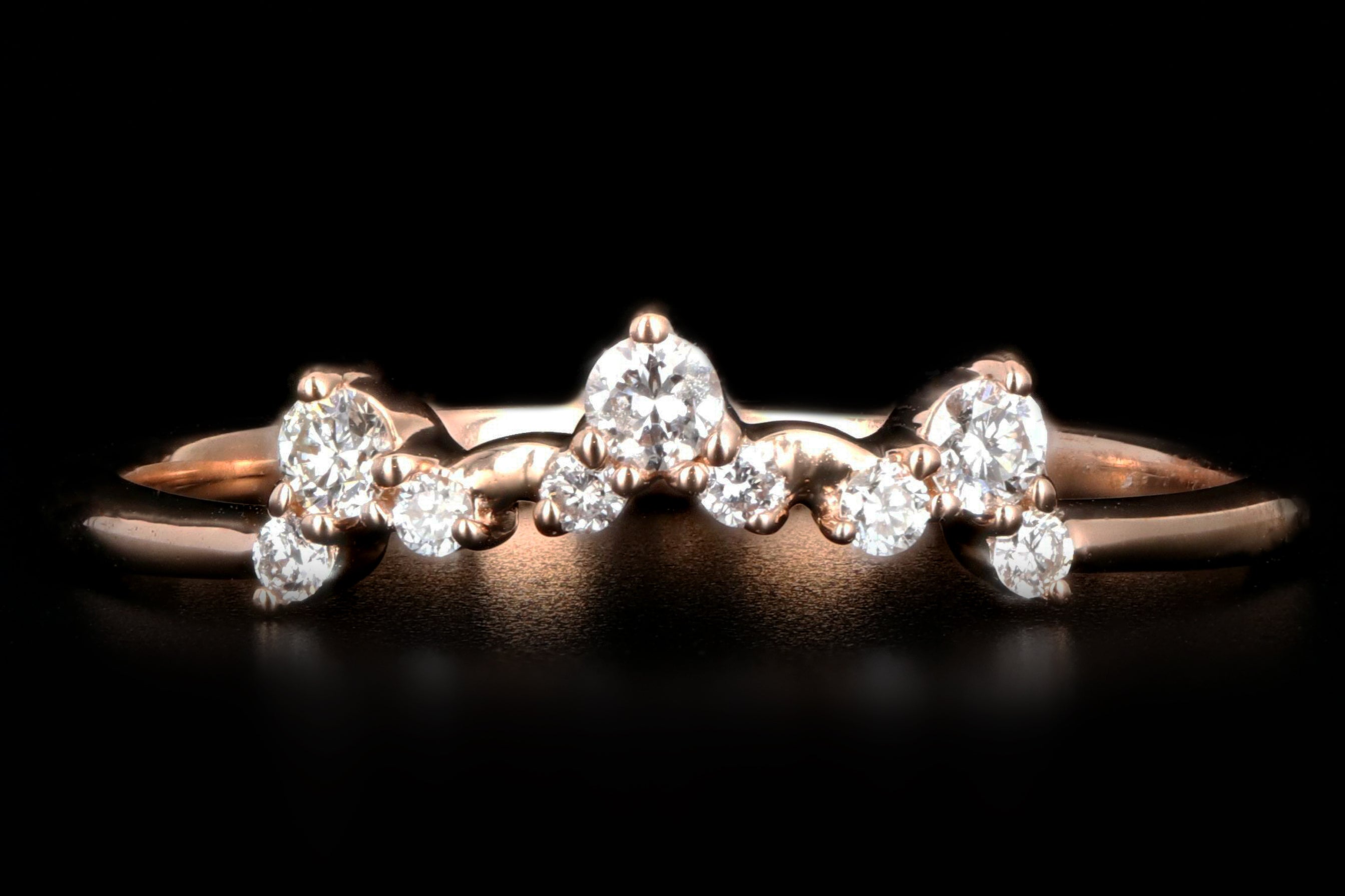 New 14K Rose Gold 1/6 Carat Diamond Contour Band - Queen May