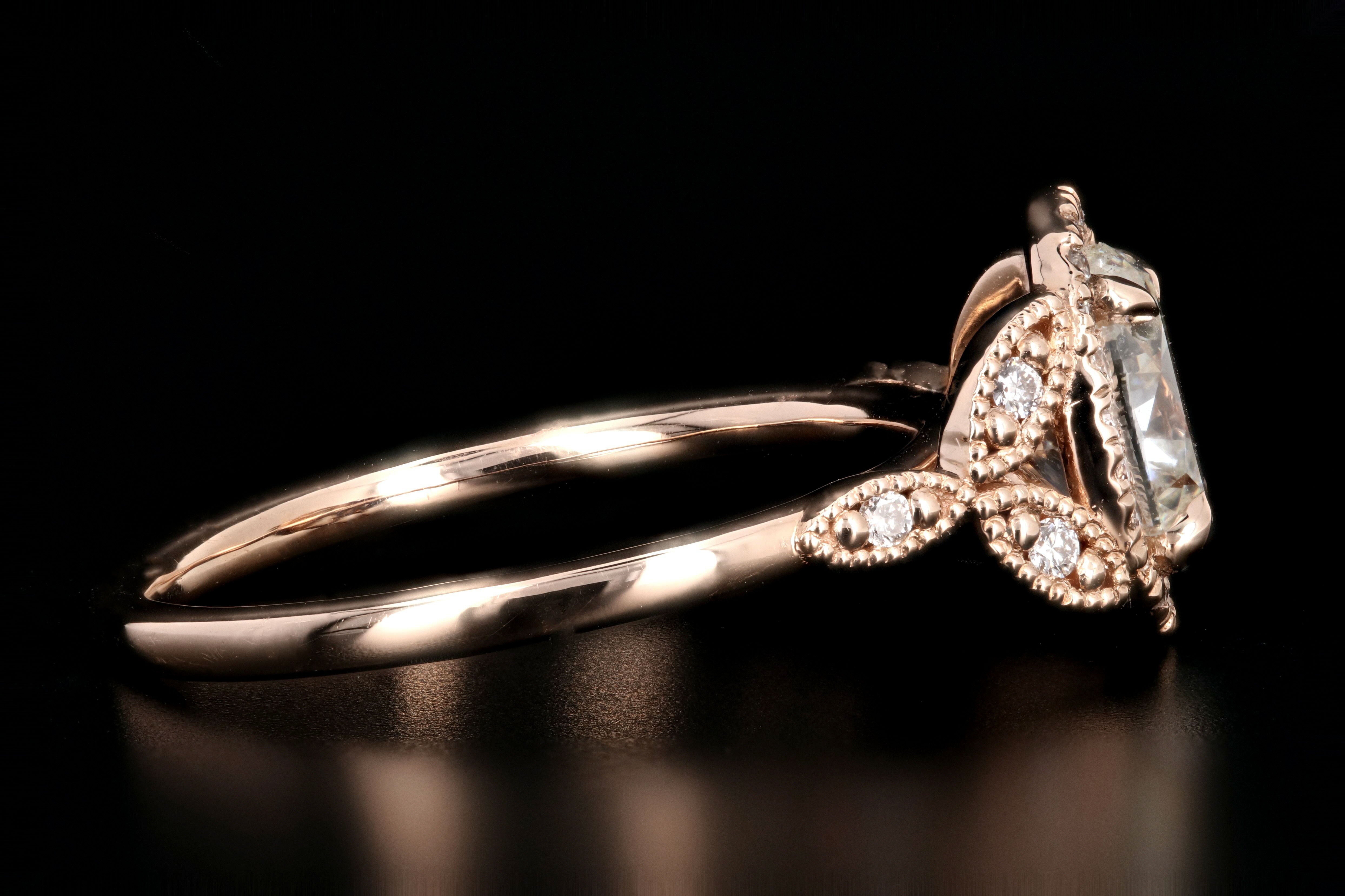 New 18K Rose Gold 1.22 Carat Oval Cut Diamond Halo Engagement Ring GIA Certified - Queen May