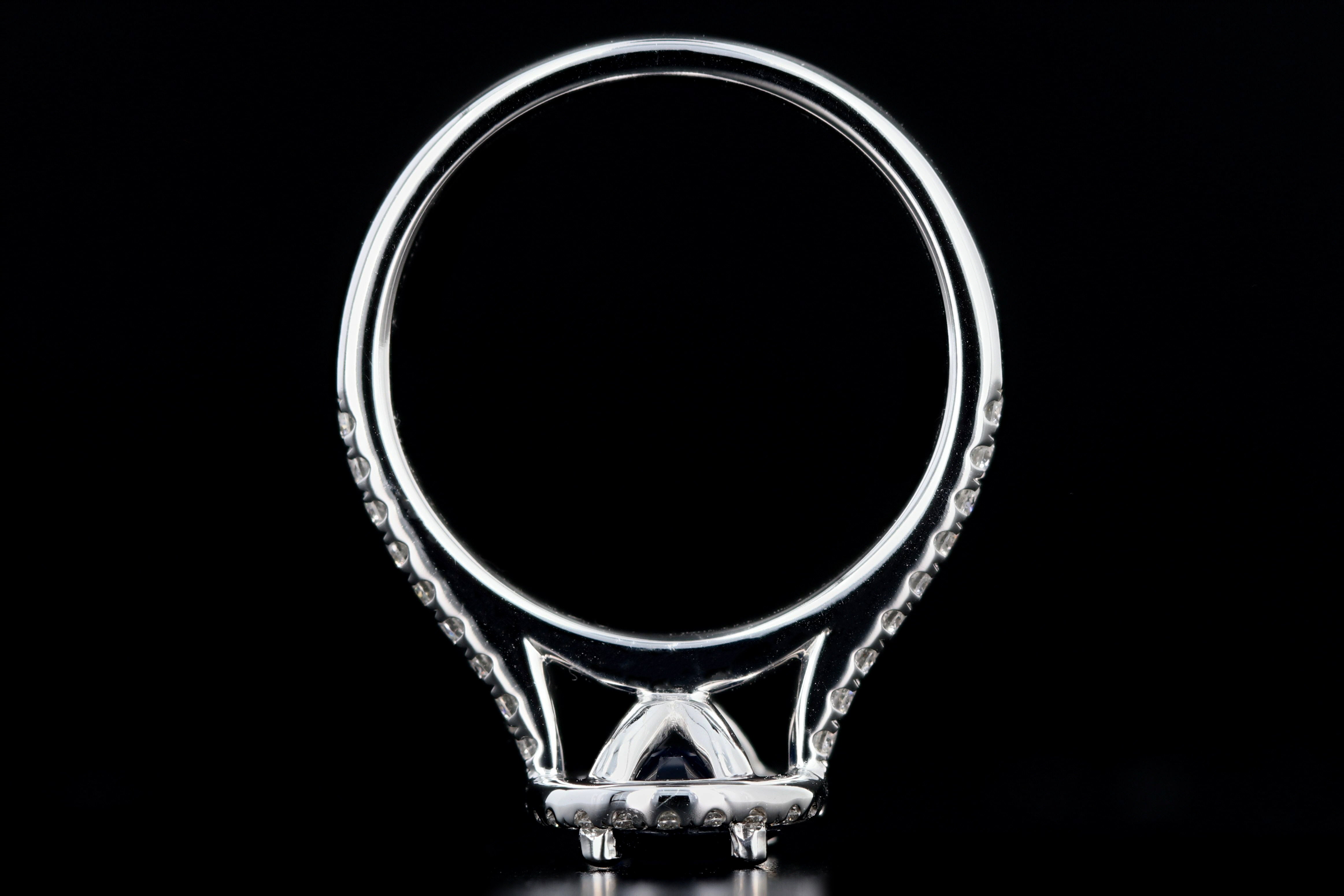 New 14K White Gold 1.58 Carat Oval Cut Sapphire and Diamond Halo Ring - Queen May