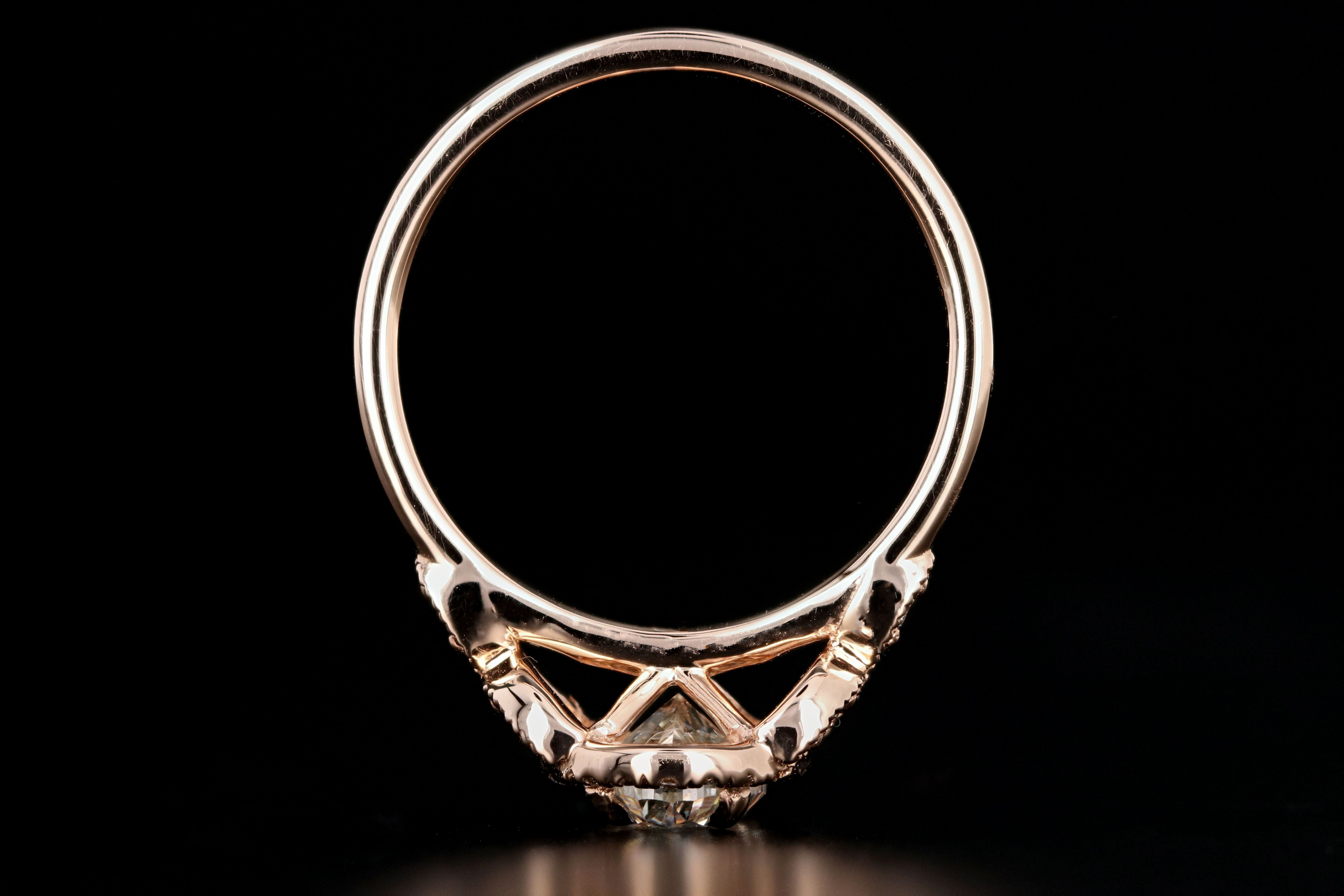 New 18K Rose Gold 1.22 Carat Oval Cut Diamond Halo Engagement Ring GIA Certified - Queen May