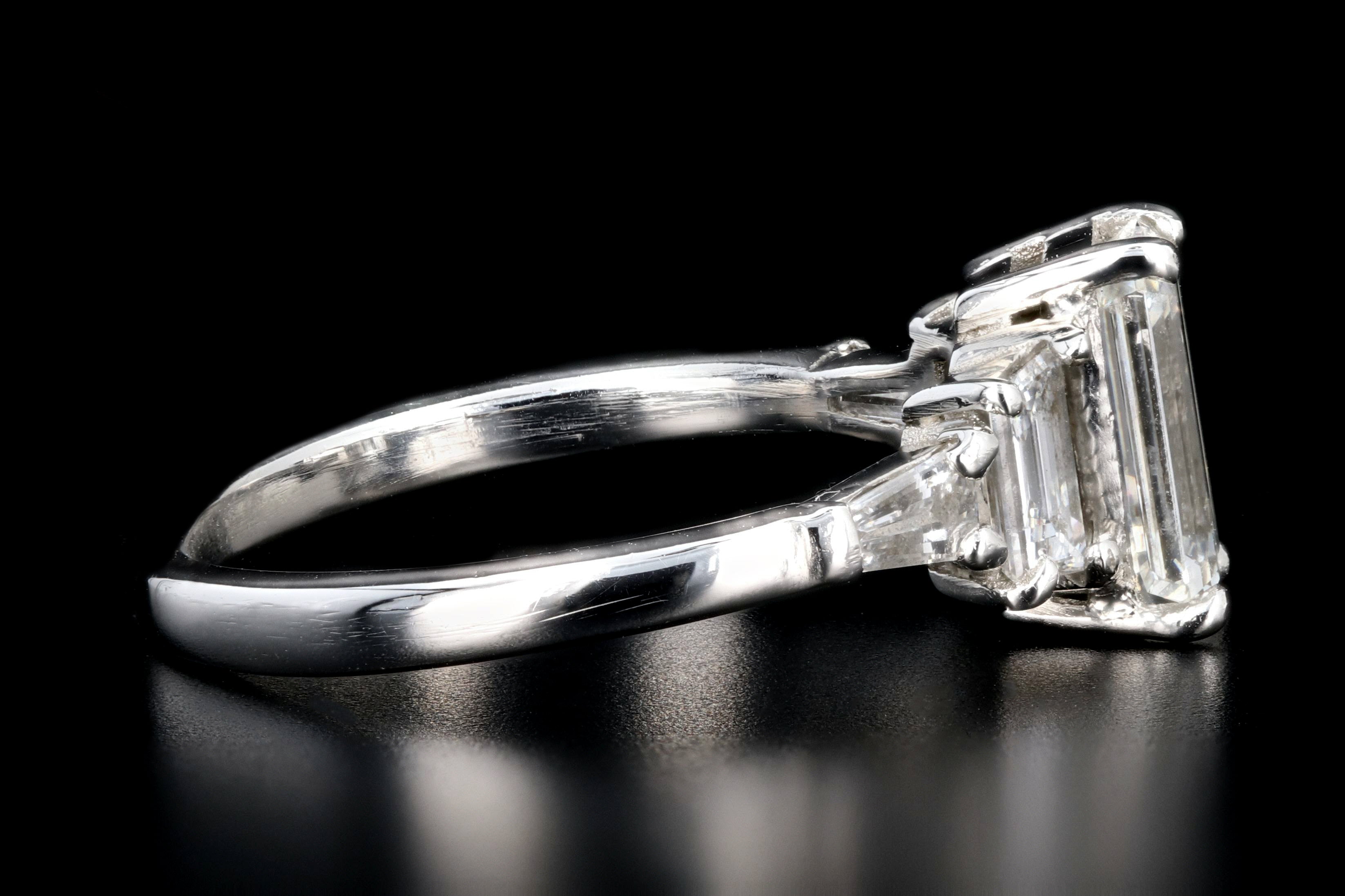 Modern Platinum 1.50 Carat Emerald Cut Diamond Engagement Ring GIA Certified - Queen May