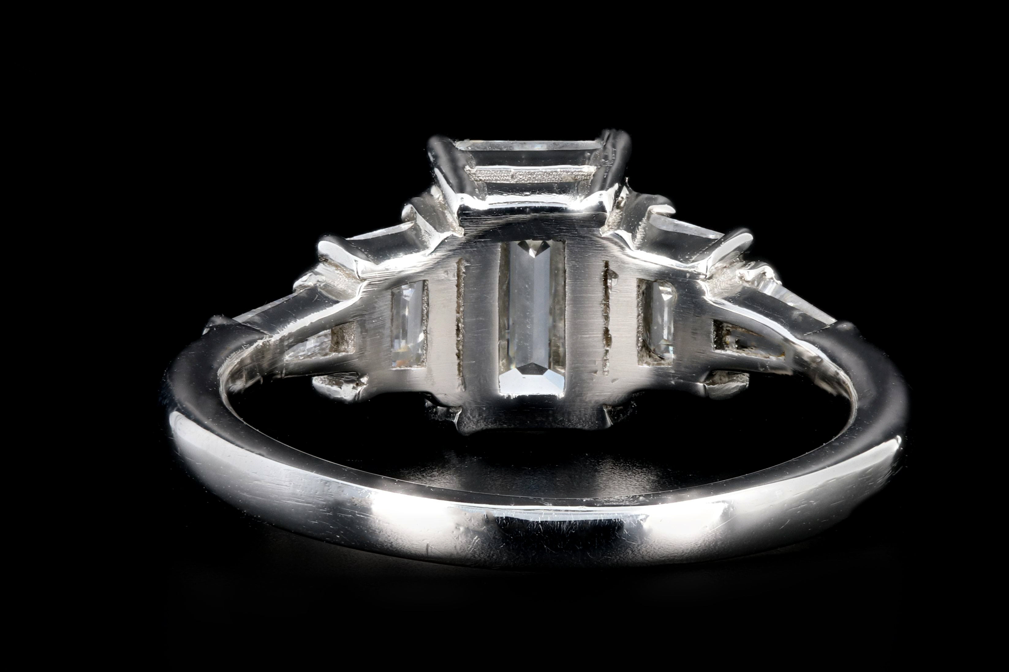 Modern Platinum 1.50 Carat Emerald Cut Diamond Engagement Ring GIA Certified - Queen May