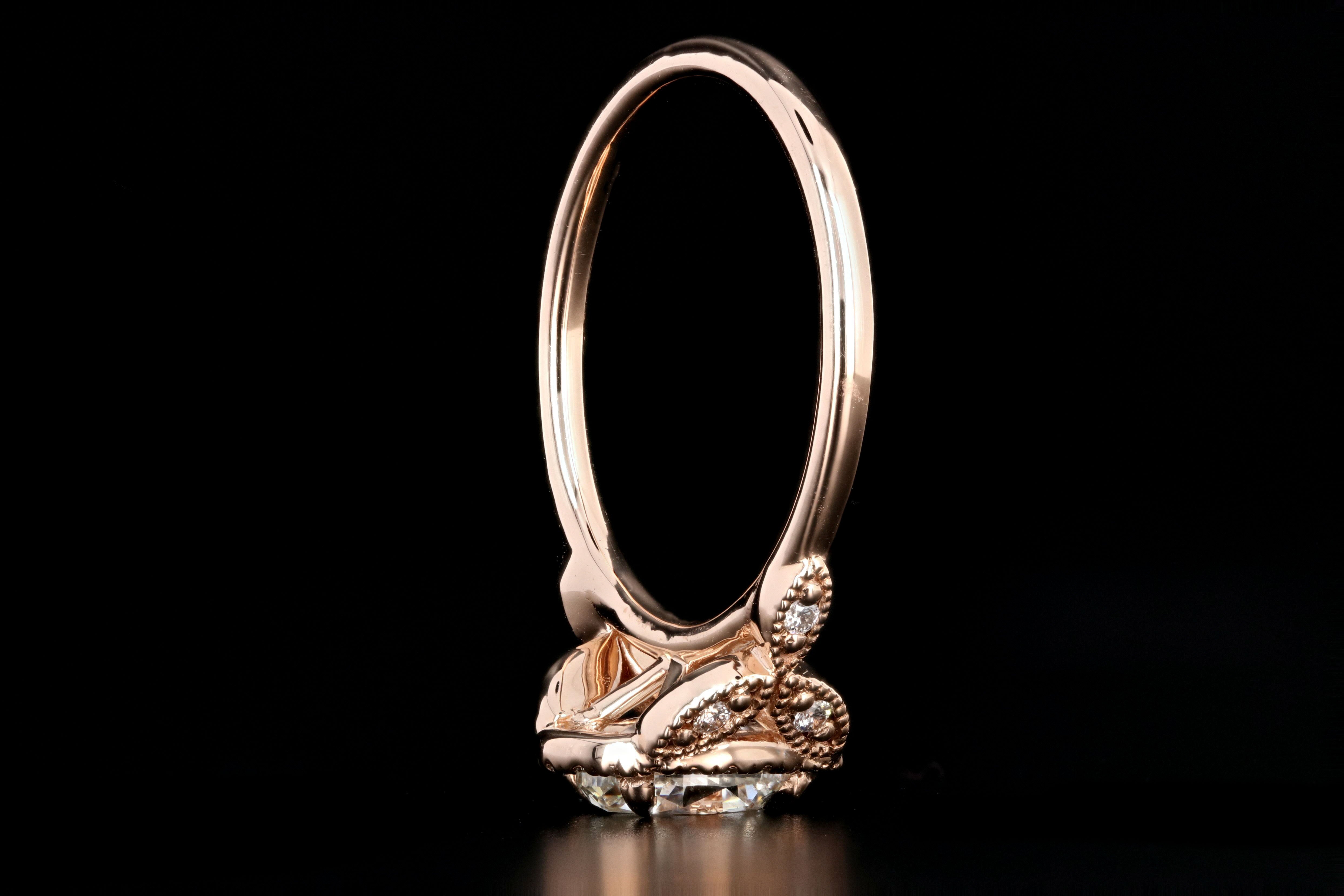 New 18K Rose Gold 1.22 Carat Oval Cut Diamond Halo Engagement Ring GIA Certified - Queen May