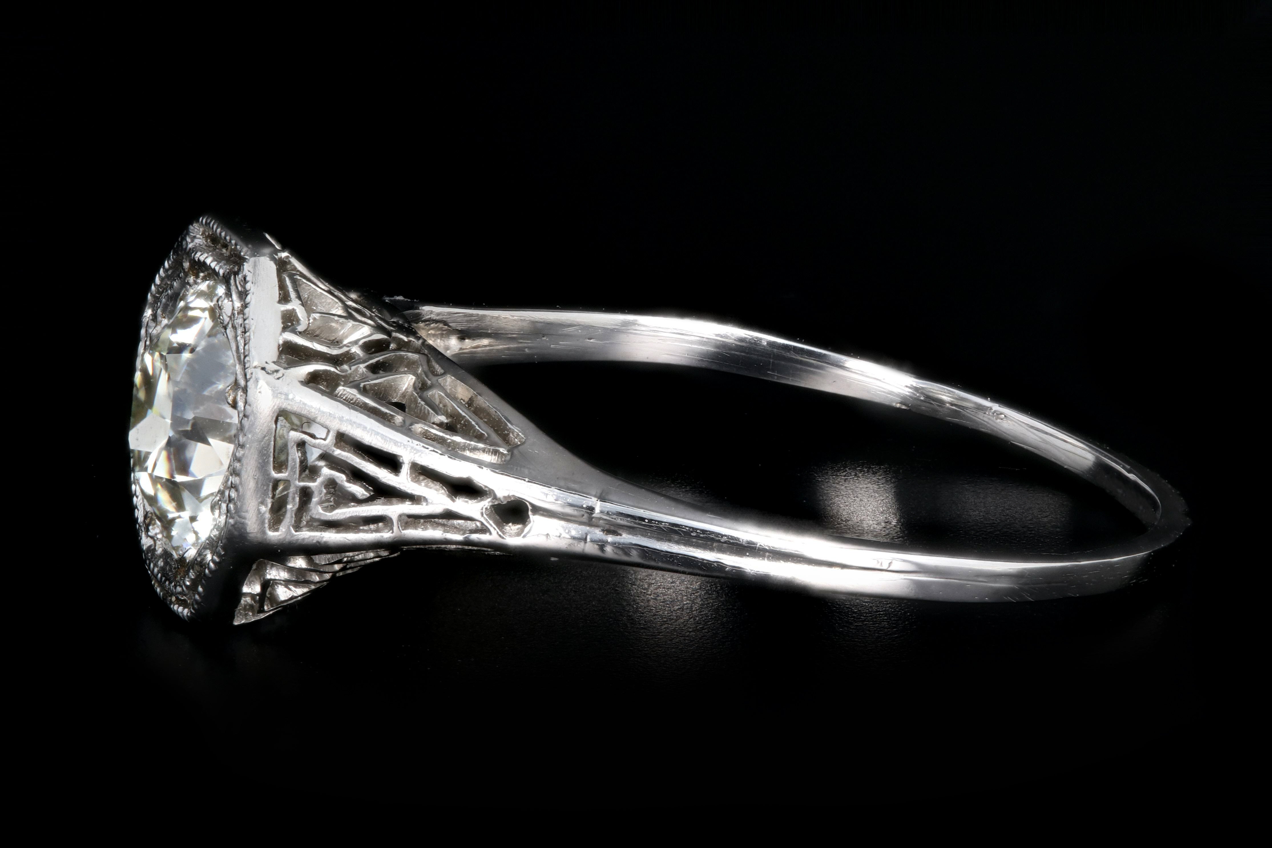 Art Deco Platinum .85 Carat Old European Cut Diamond Engagement Ring - Queen May