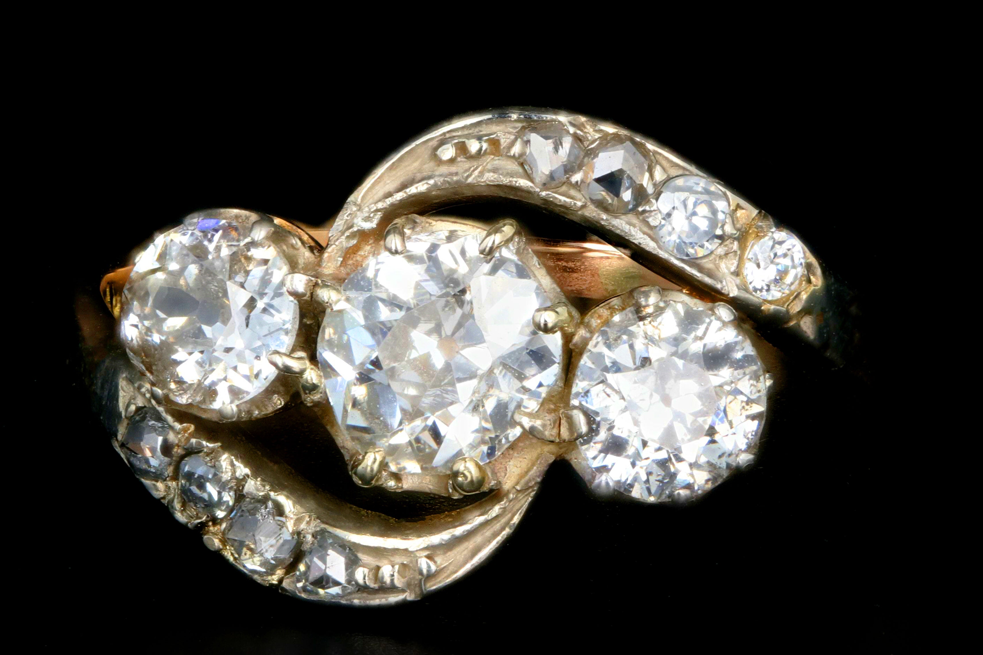 Edwardian 18K White & Yellow Gold 1.86 Carat Old Mine, Old European and Rose Cut Diamond Ring - Queen May