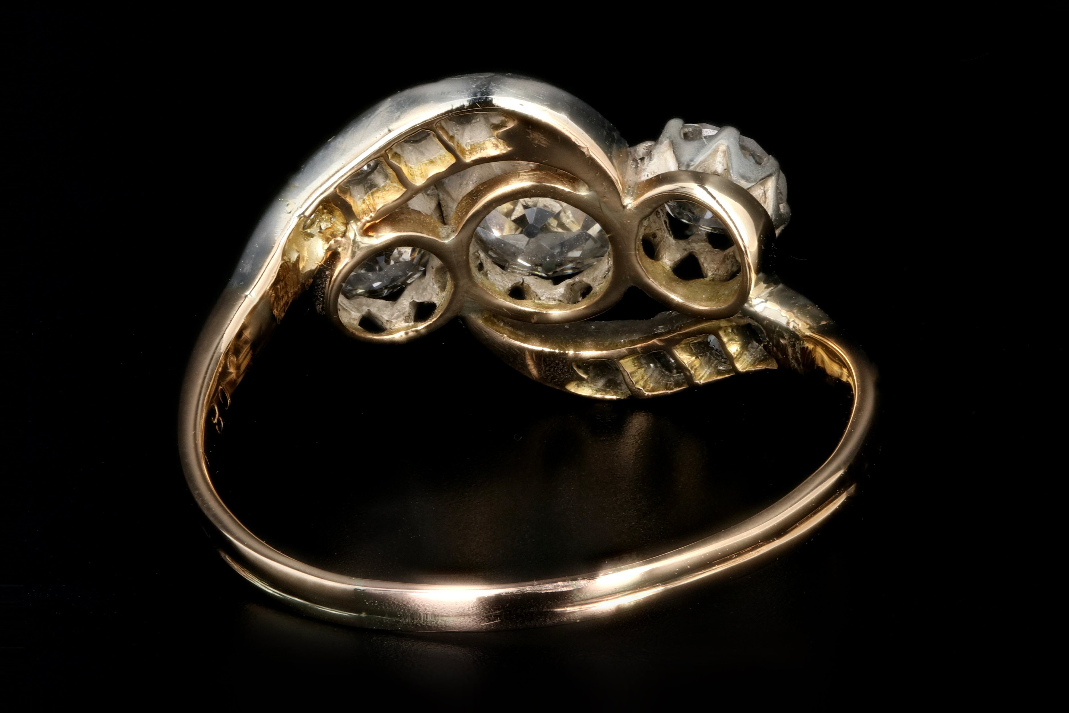 Edwardian 18K White & Yellow Gold  1.86 Carat Old Mine, Old European and Rose Cut Diamond Ring - Queen May