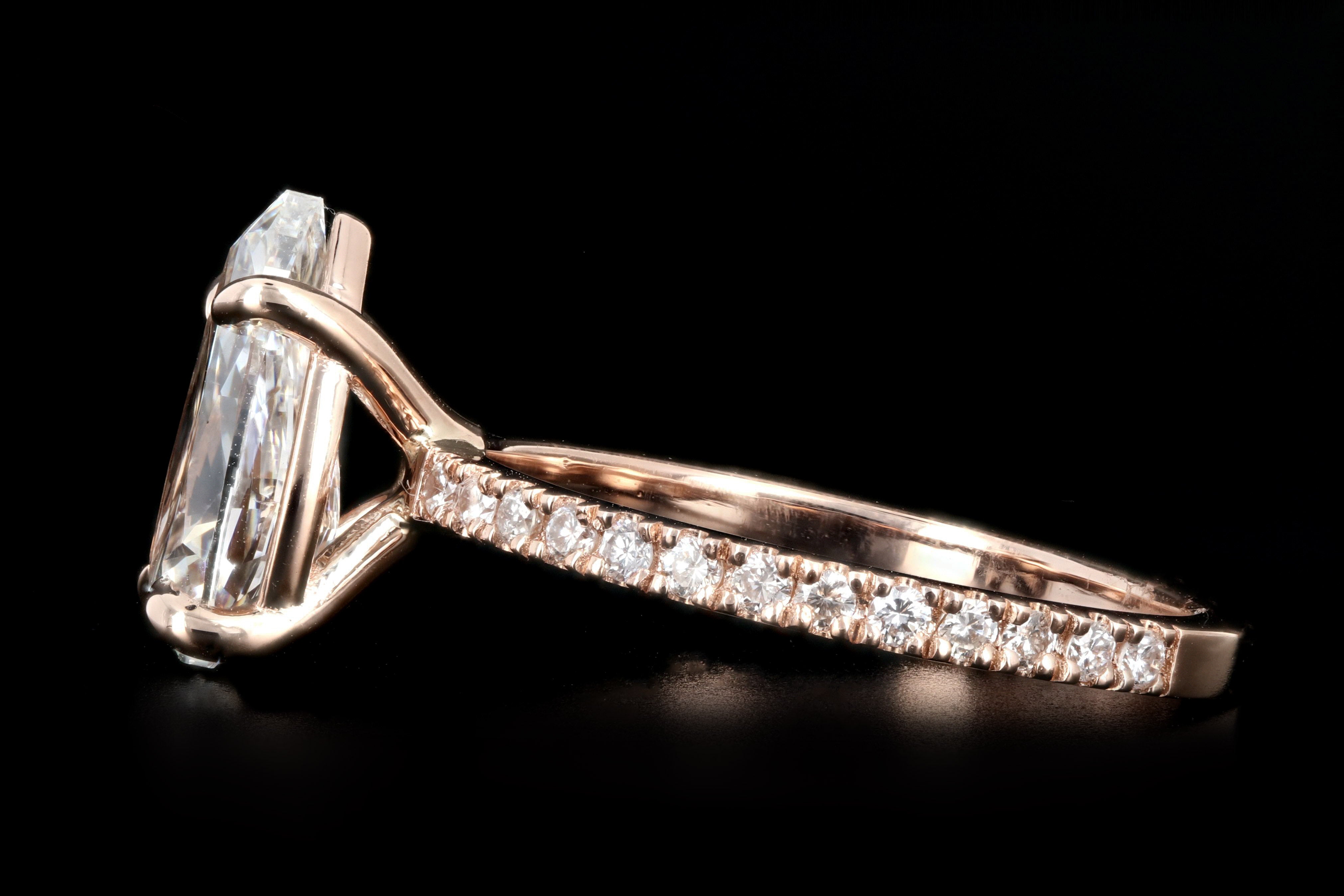 14K Rose Gold 2.24 Pear Cut Diamond Engagement Ring GIA Certified - Queen May