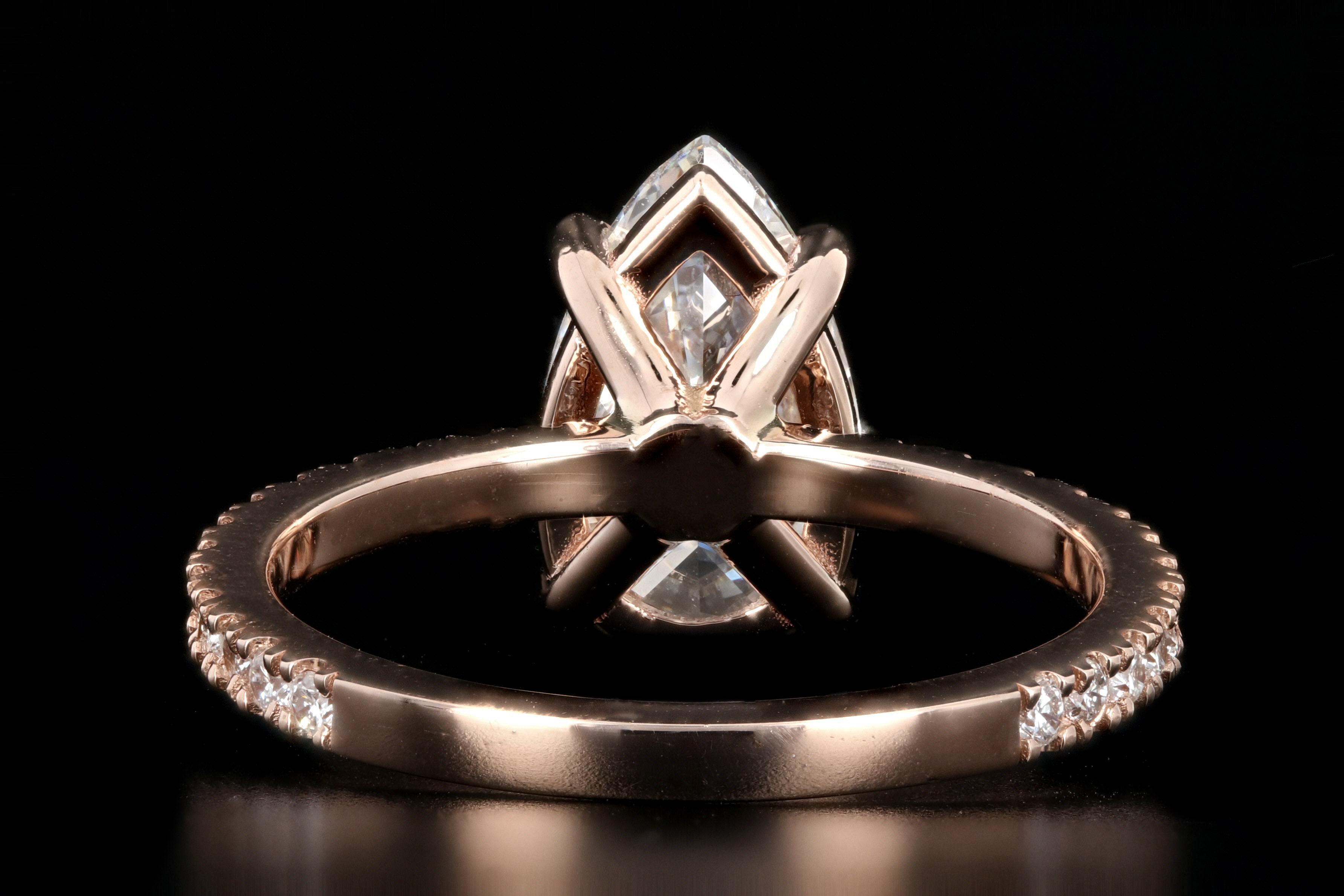 14K Rose Gold 2.24 Pear Cut Diamond Engagement Ring GIA Certified - Queen May
