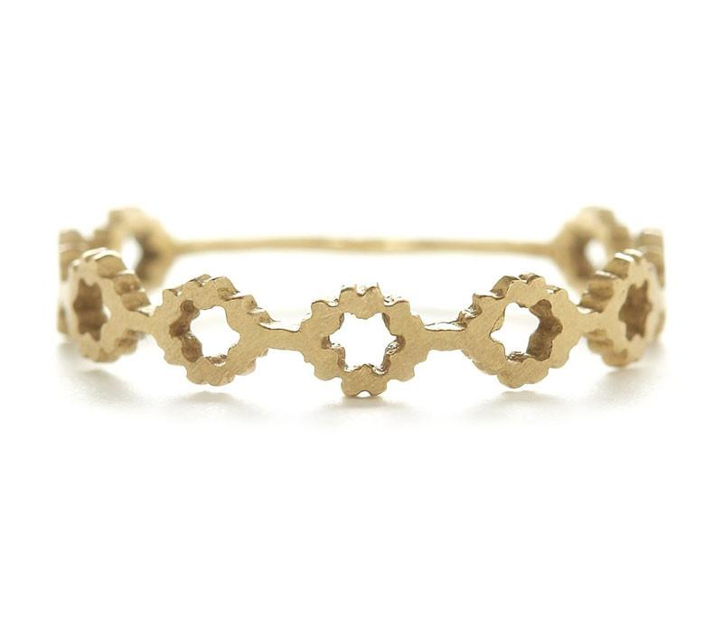18K Yellow Gold Relic Moroccan Band Size 6.75 - Queen May