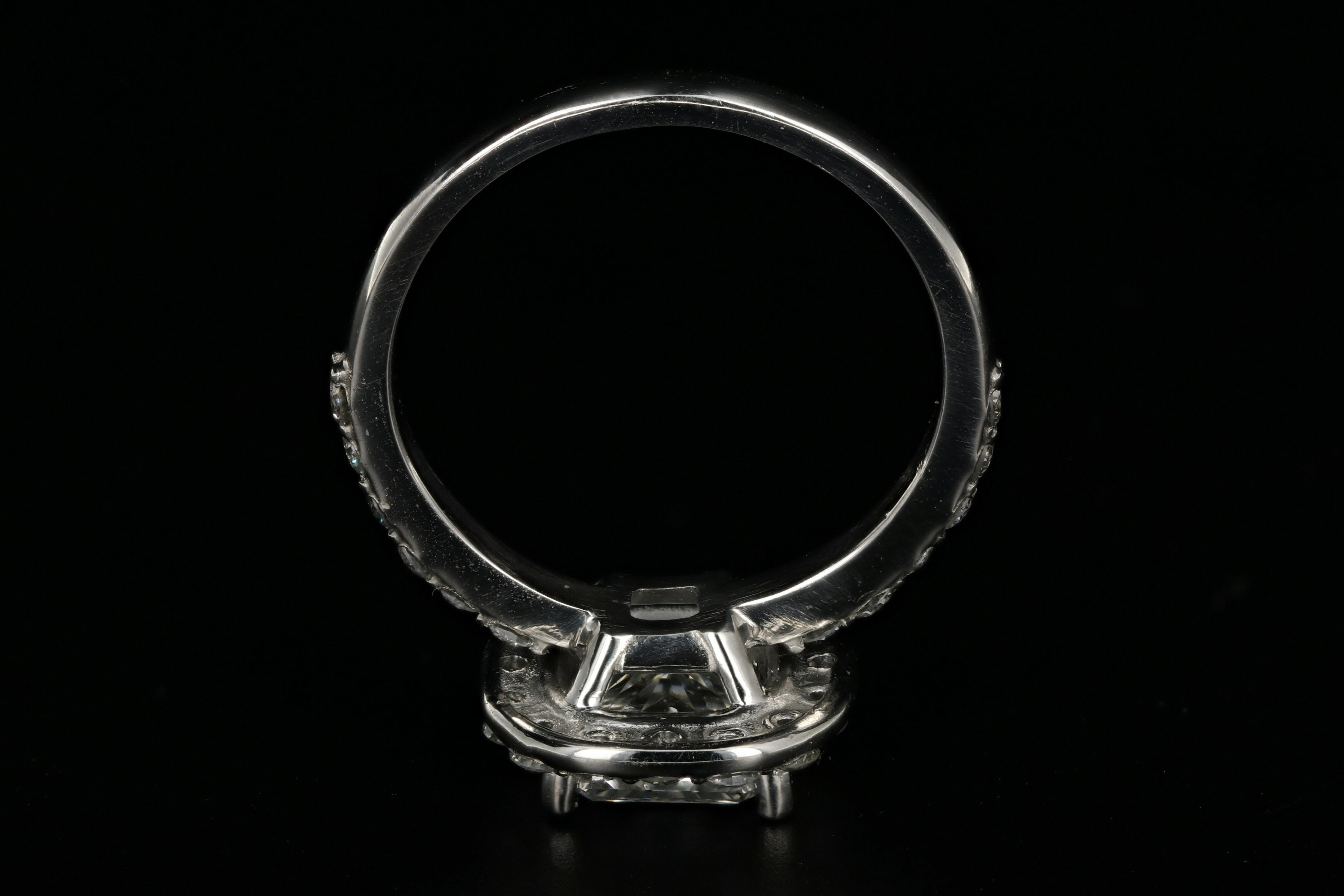 New Platinum 2.11 Carat Radiant Diamond Halo Engagement Ring GIA Certified - Queen May