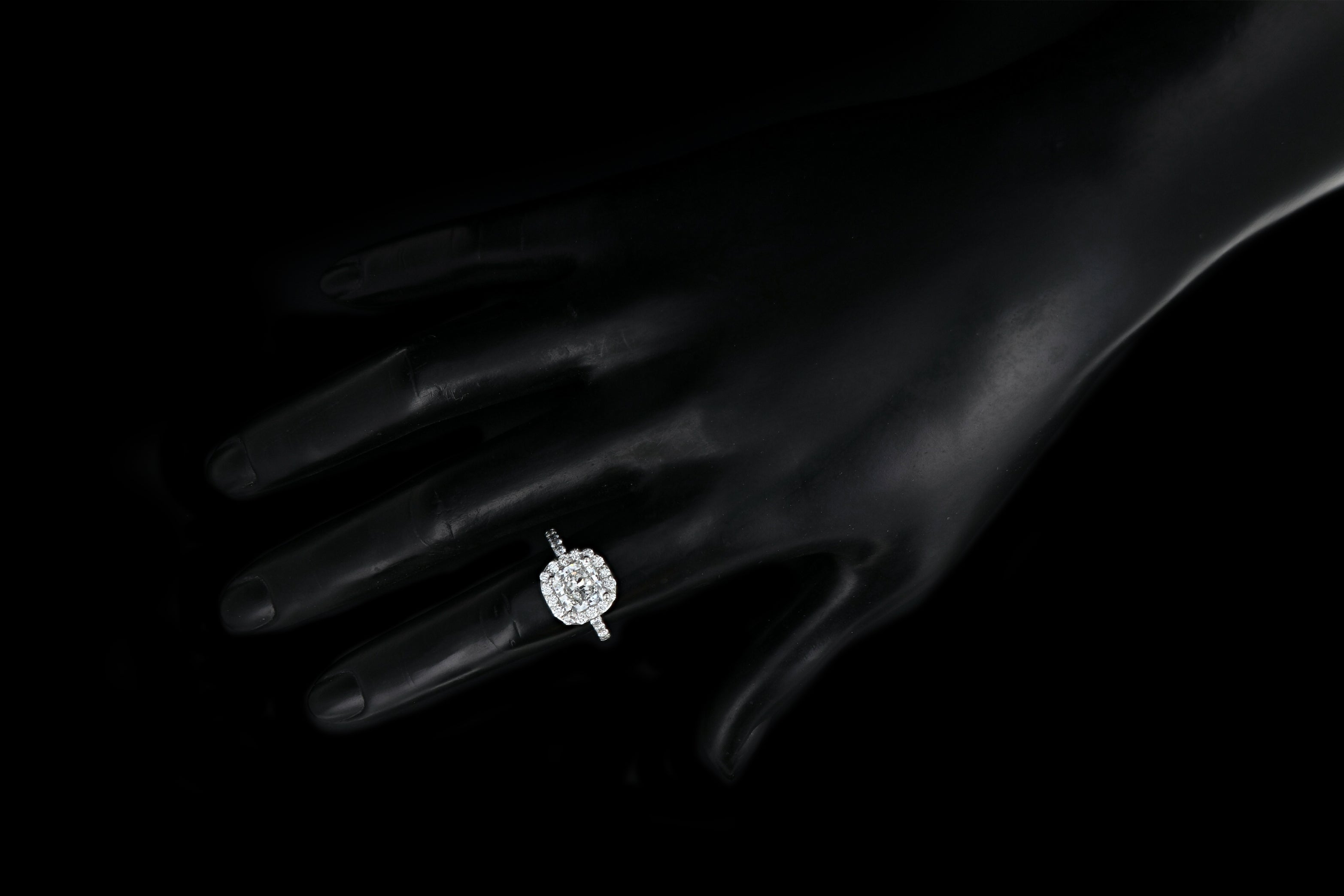 New Platinum 2.11 Carat Radiant Diamond Halo Engagement Ring GIA Certified - Queen May