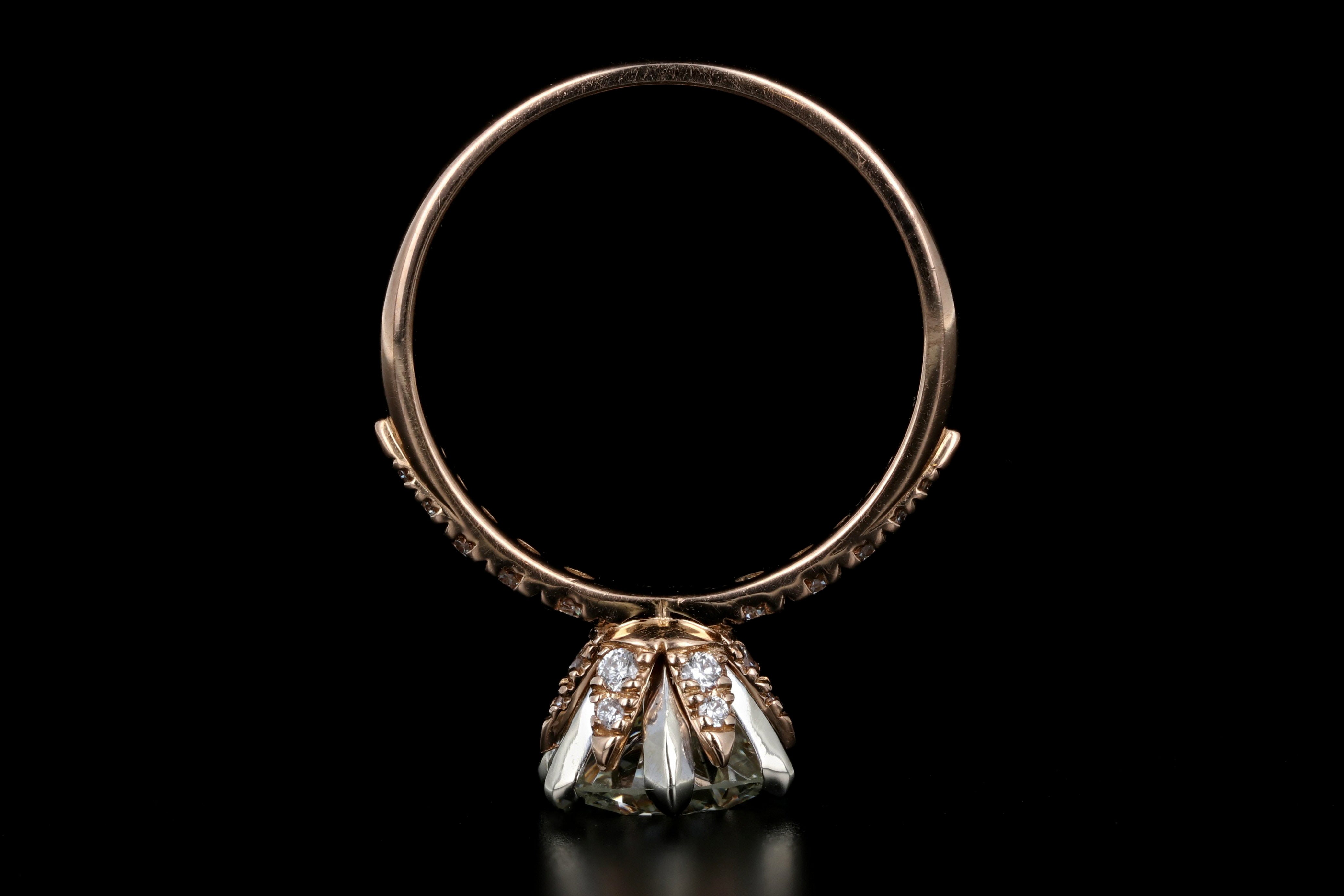 Modern 18K Rose Gold 1.86 Carat Diamond Engagement Ring GIA Certified - Queen May