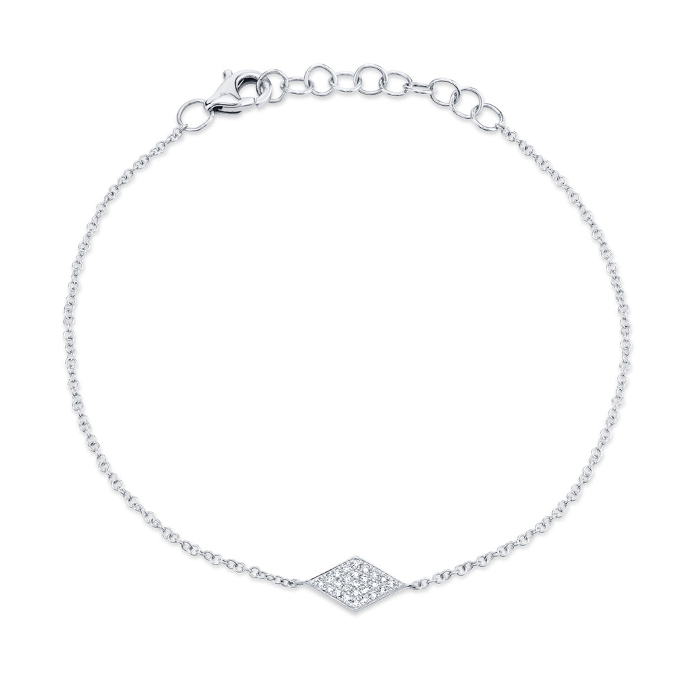 14K Gold Diamond Pave Diamond Shape Bracelet - Queen May