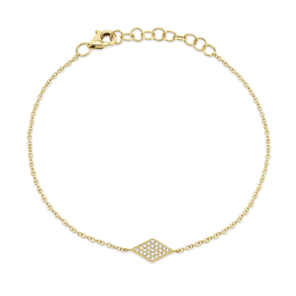 14K Gold Diamond Pave Diamond Shape Bracelet - Queen May