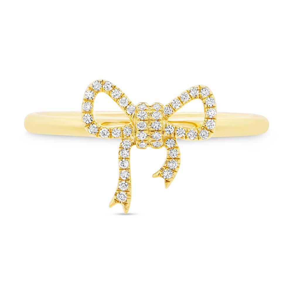 New 14K Gold Diamond Bow Ring - Queen May
