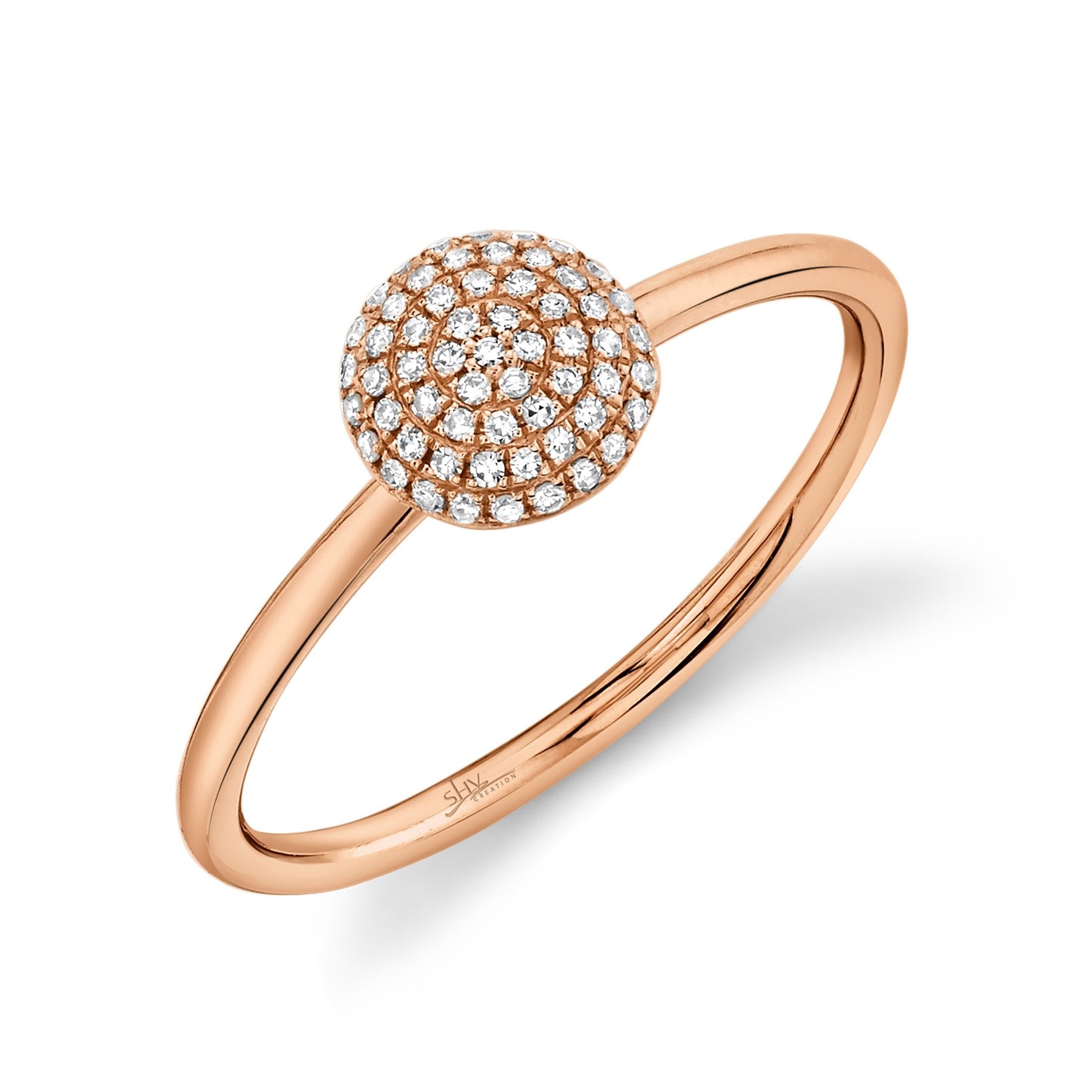 14K Gold Diamond Pave Circle Ring - Queen May