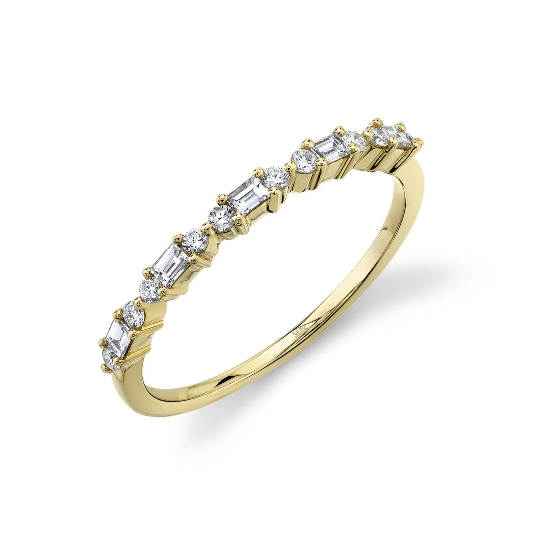 14K Gold 0.25 Carat Total Weight Diamond Baguette Thin Wedding Band - Queen May