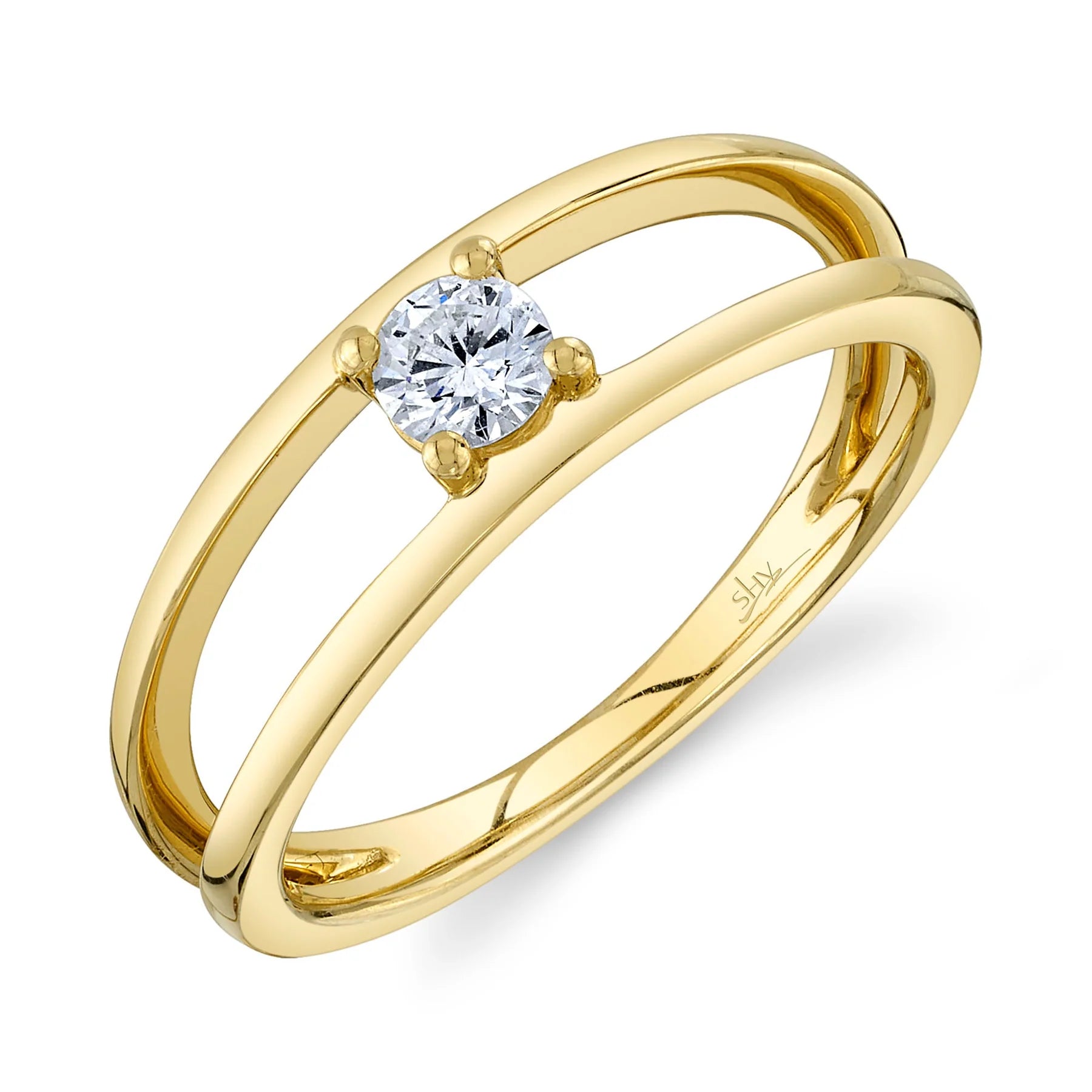 14K Yellow Gold 0.23 Carat Diamond Split Band Ring - Queen May