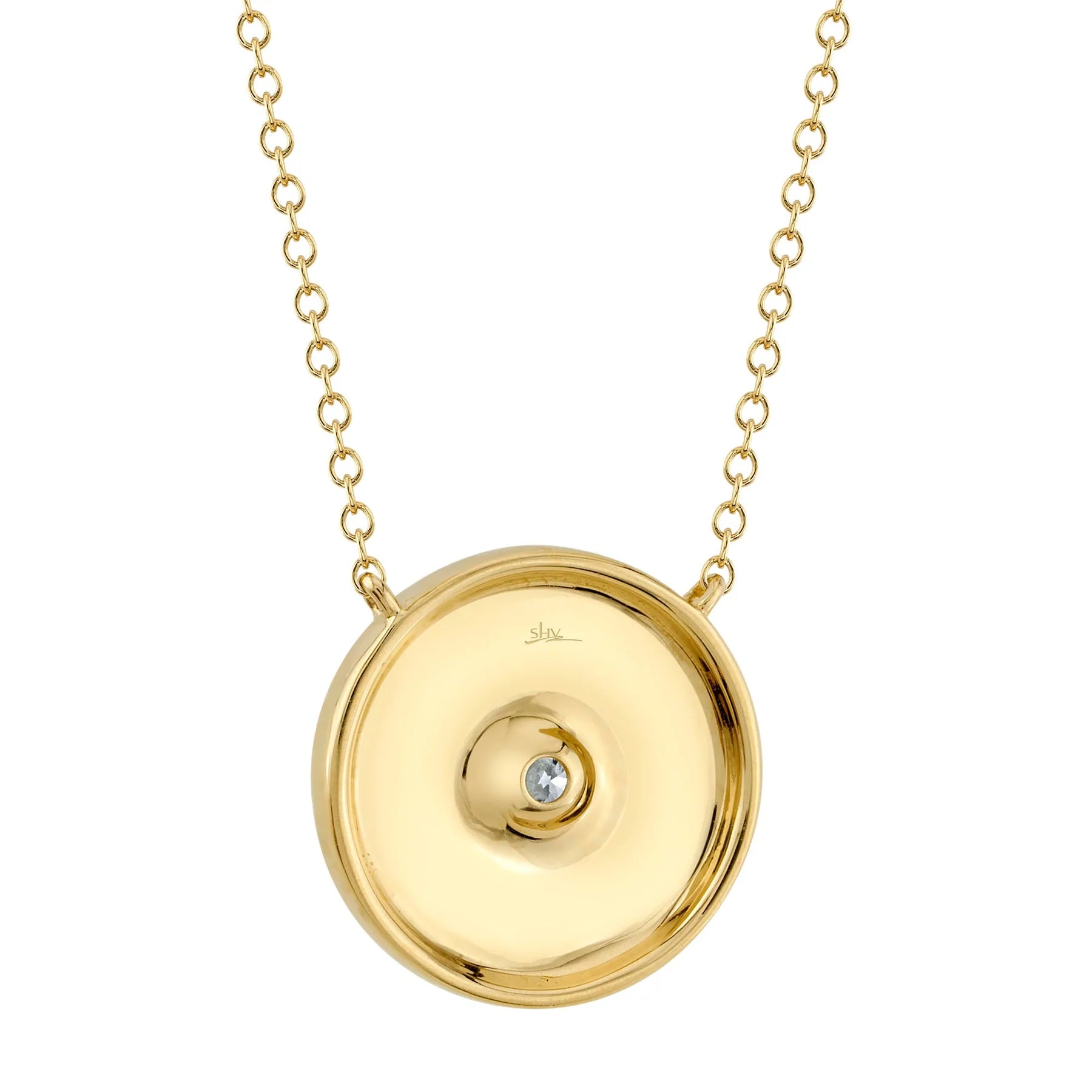 14K Yellow Gold 0.20 Carat Total Weight Diamond Circle Pendant Necklace - Queen May