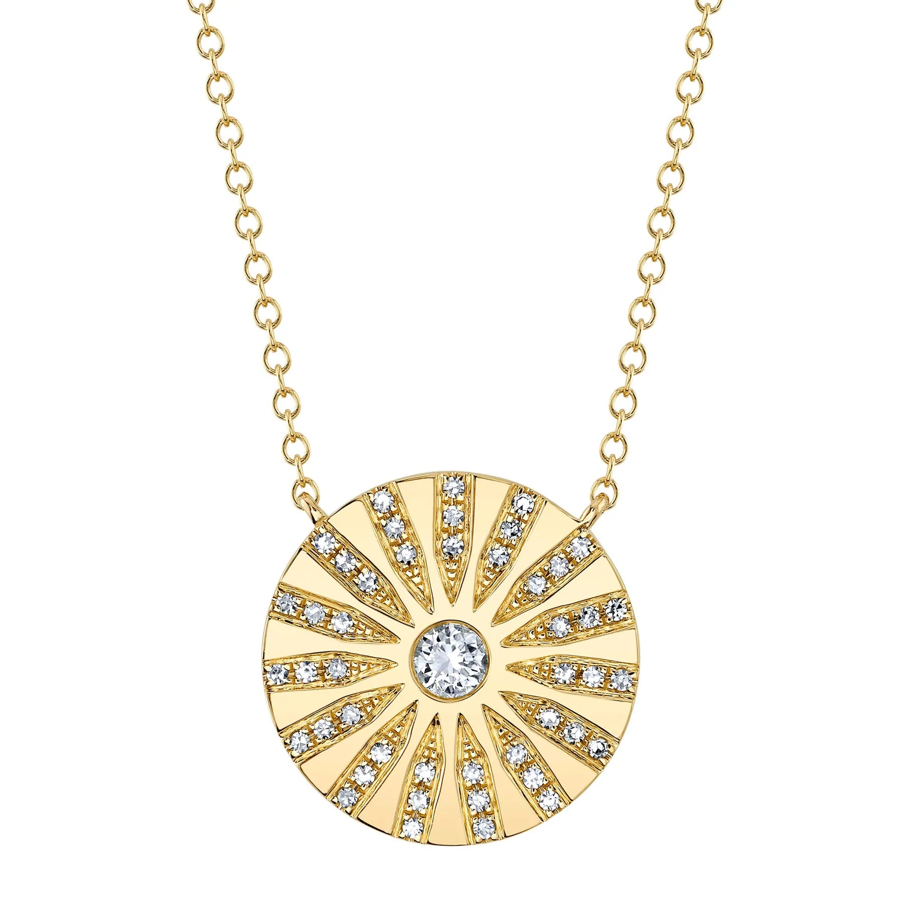 14K Yellow Gold 0.20 Carat Total Weight Diamond Circle Pendant Necklace - Queen May