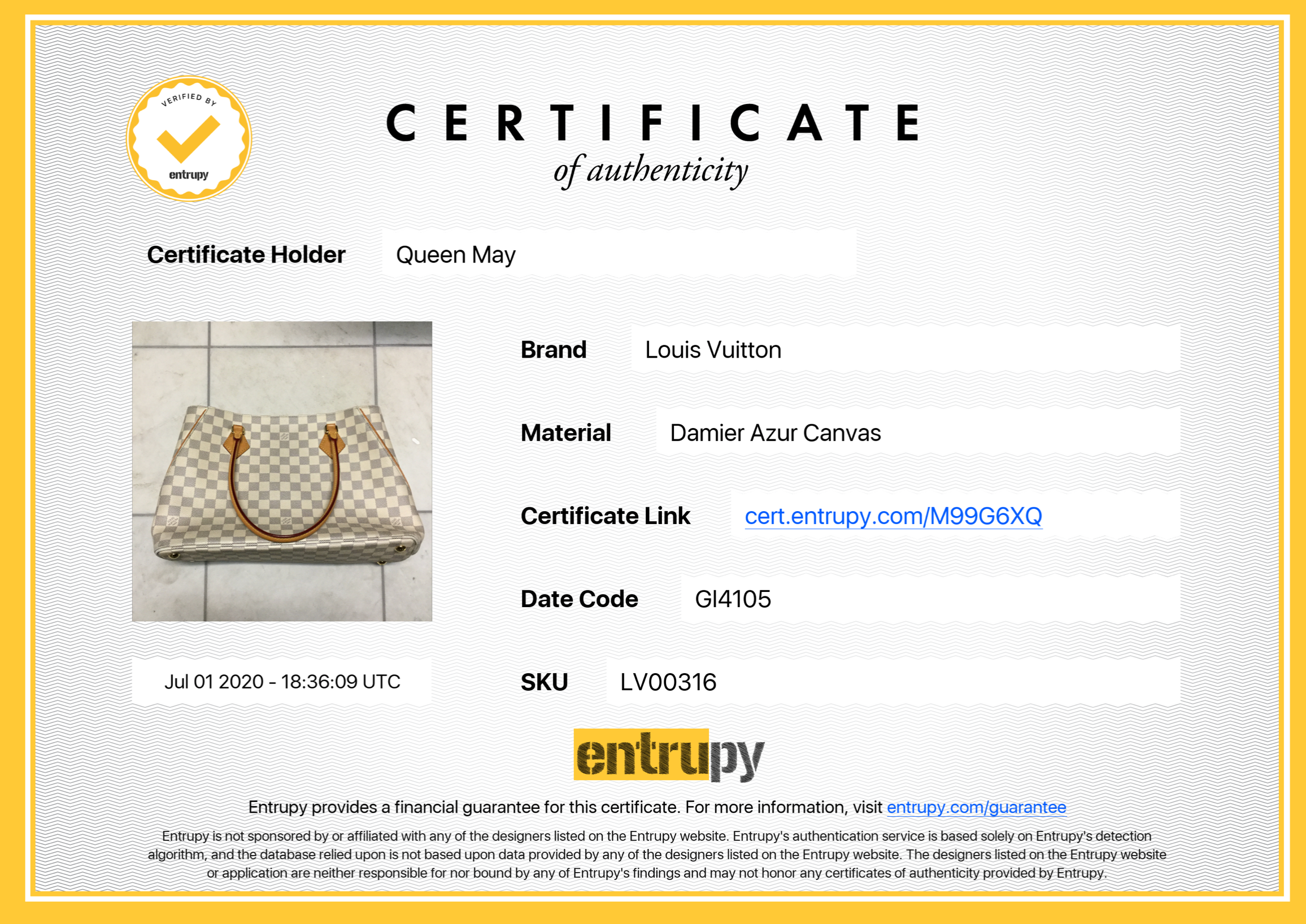 Louis Vuitton Damier Azur Calvi Tote - Queen May