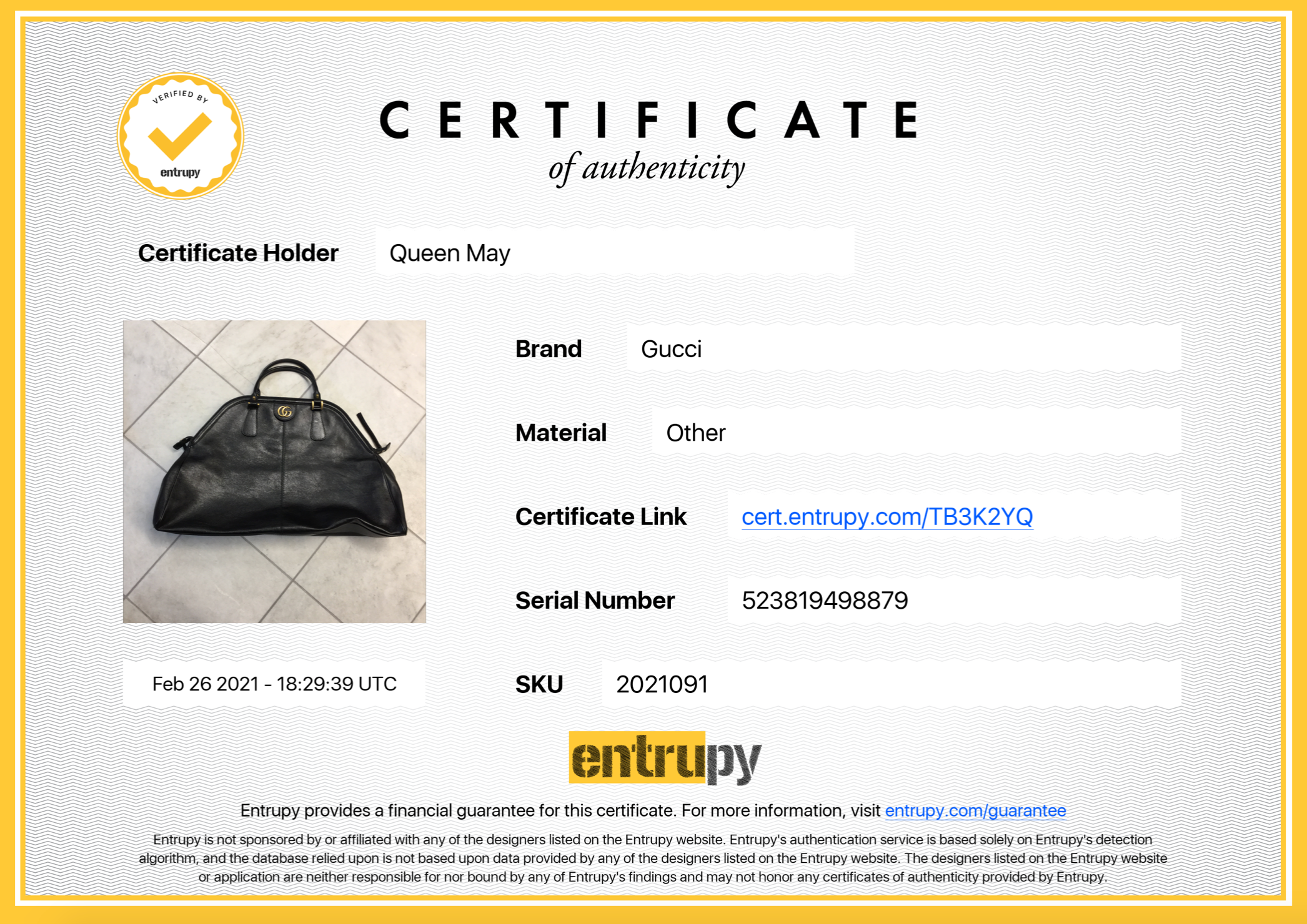 Gucci Calfskin Large Re(Belle) Top Handle Bag Black W/ Strap - Queen May