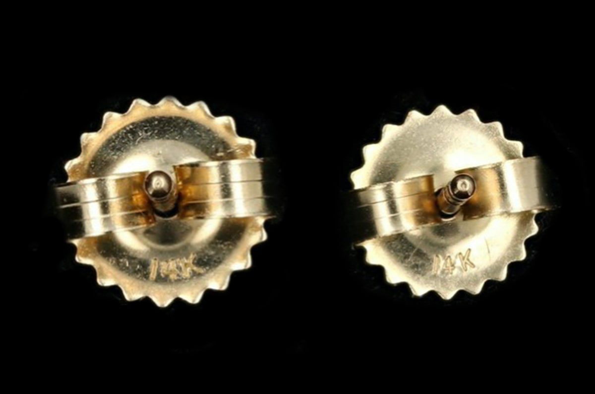 14K Yellow Gold Round Diamond Cluster Earrings - Queen May