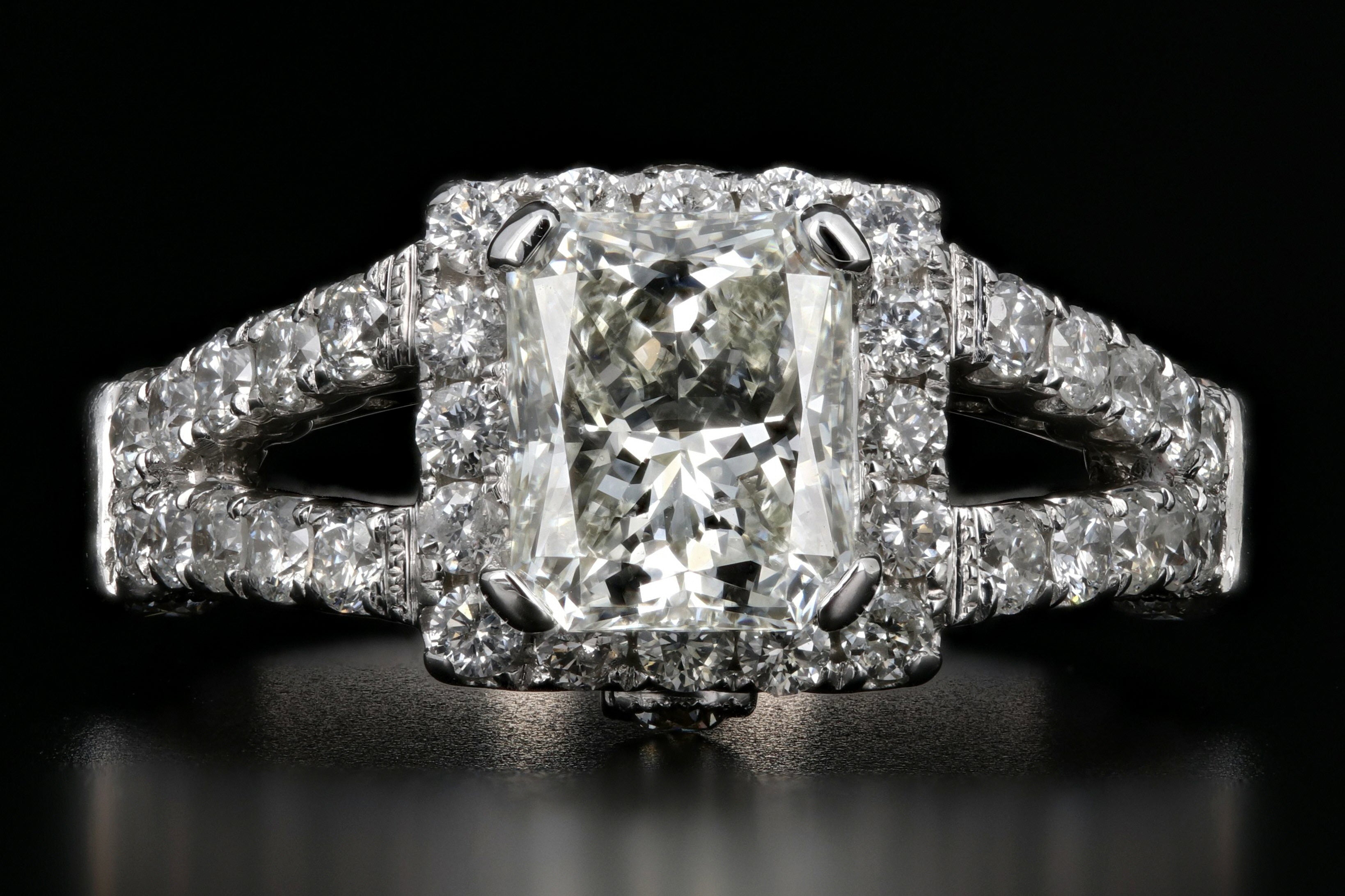 New 14K White Gold 1.52 Carat Radiant Cut Diamond Engagement Ring GIA Certified - Queen May