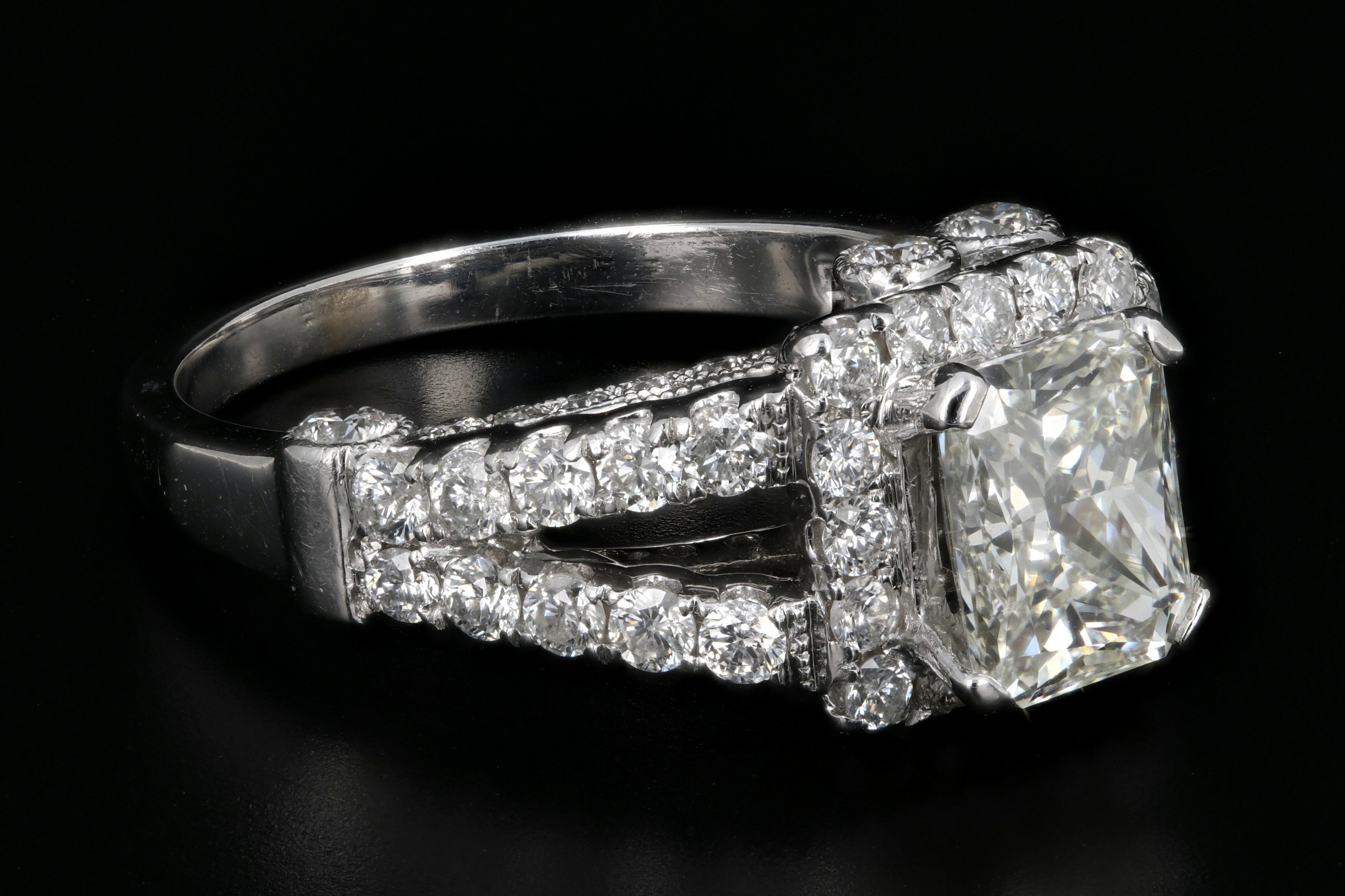 New 14K White Gold 1.52 Carat Radiant Cut Diamond Engagement Ring GIA Certified - Queen May