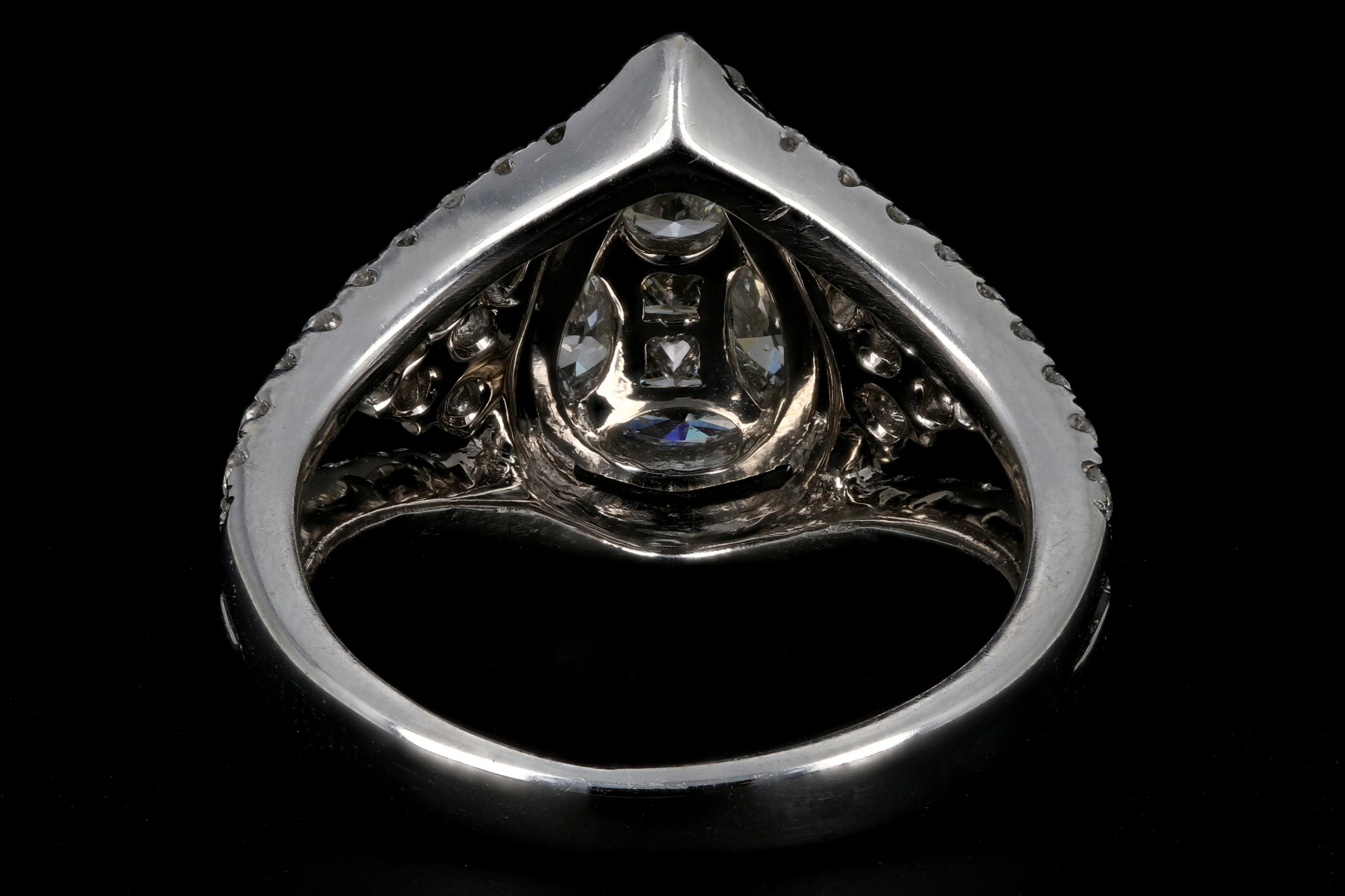 Modern 14K White Gold 1.75 Carat Diamond Weight Total Engagement Ring - Queen May