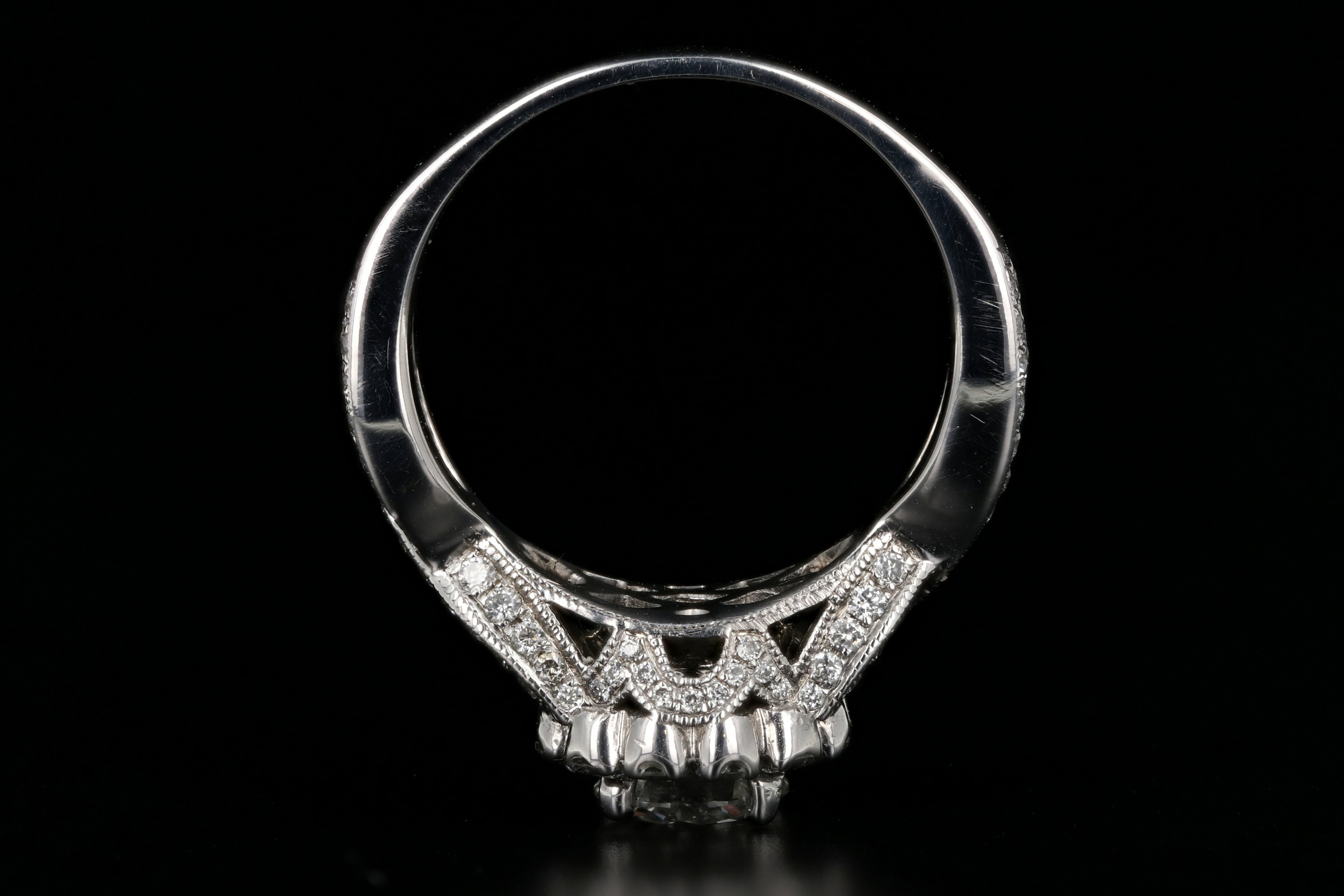 New 18K White Gold .92 Carat Diamond Halo Engagement Ring GIA Certified - Queen May