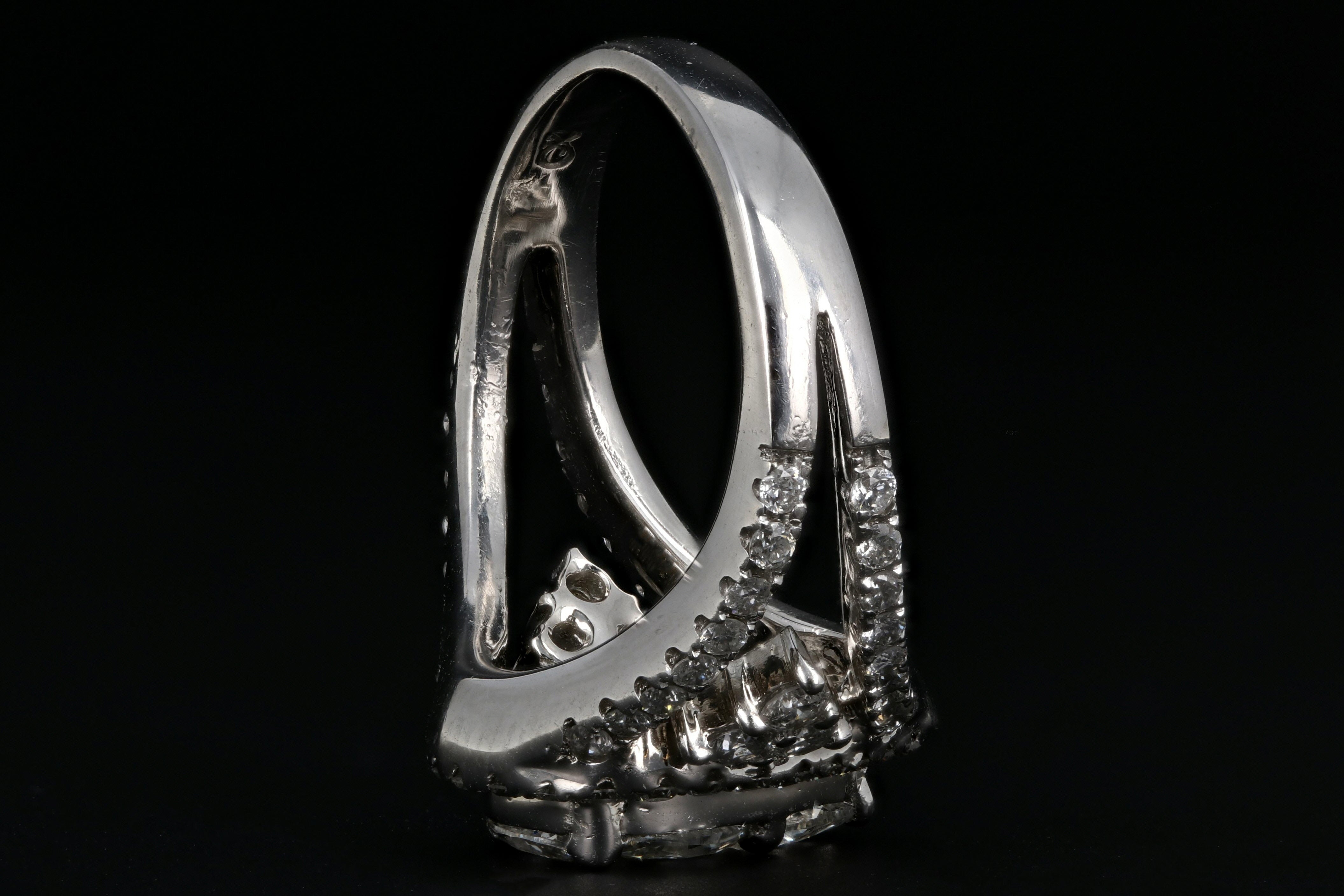 Modern 14K White Gold 1.75 Carat Diamond Weight Total Engagement Ring - Queen May