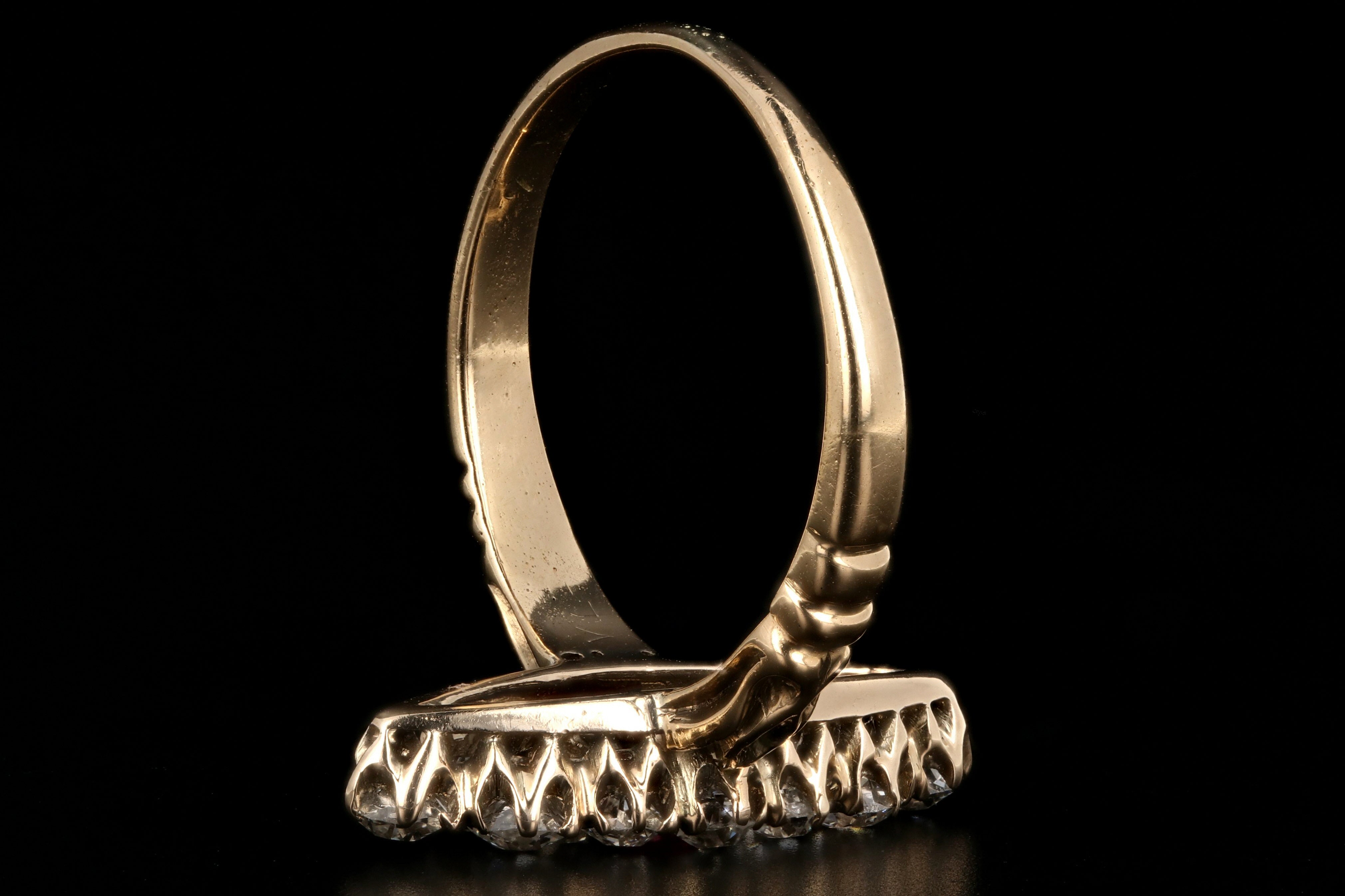 Victorian 18K Yellow Gold Ruby And Diamond Navette Ring - Queen May