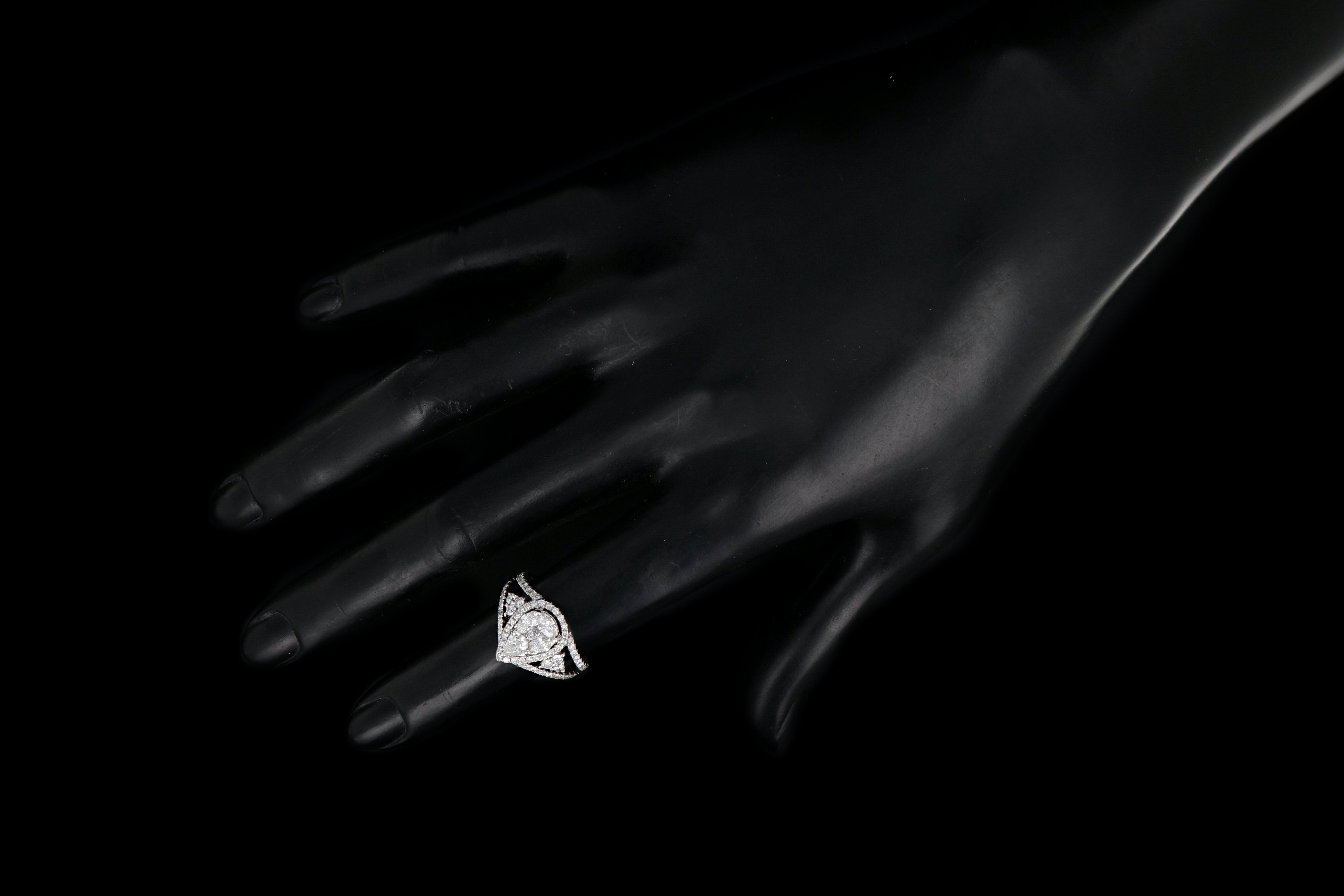 Modern 14K White Gold 1.75 Carat Diamond Weight Total Engagement Ring - Queen May