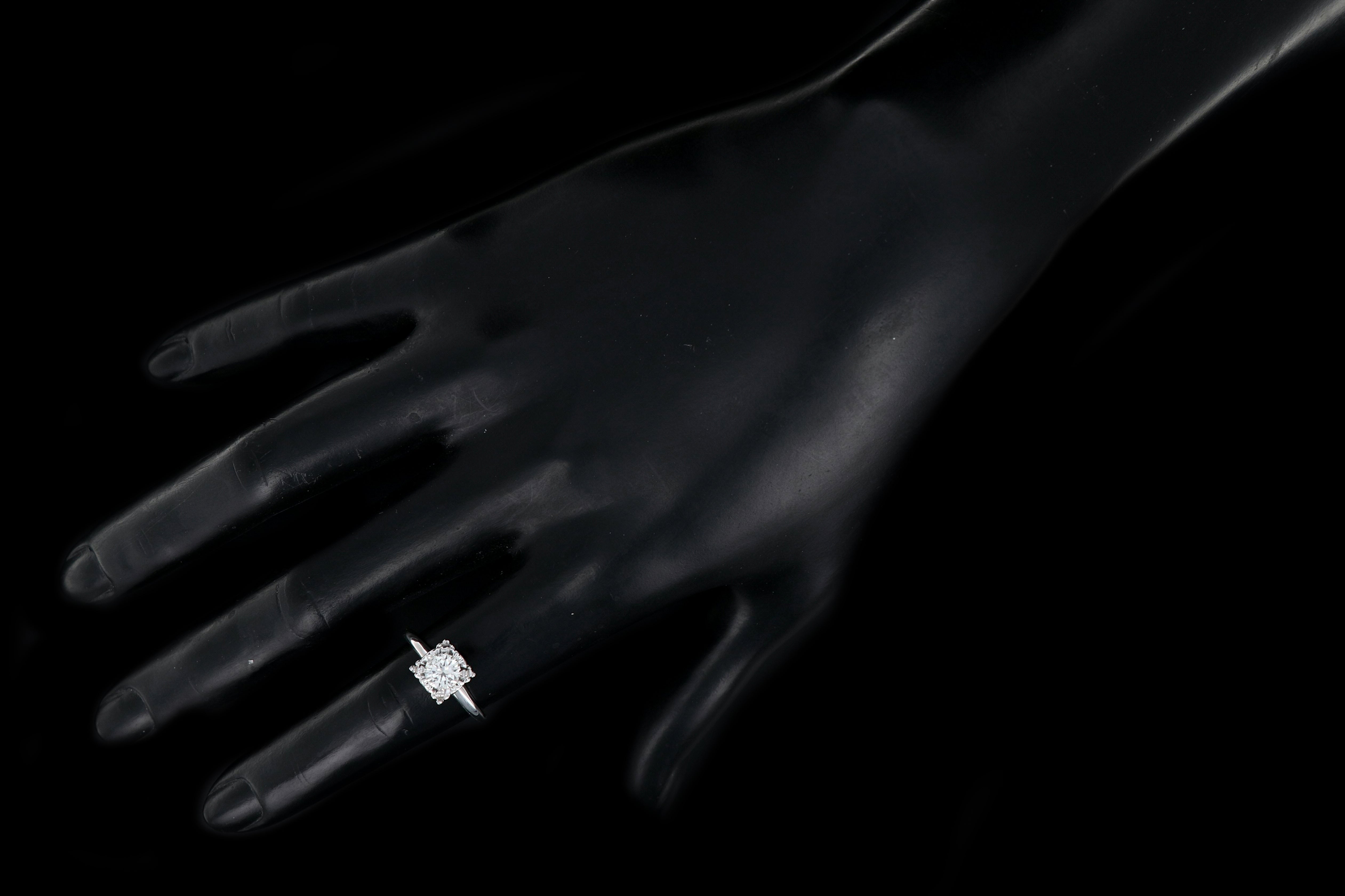 Mid-Century 14K White Gold .65 Carat Round Cut Diamond Ring c.1950's - Queen May