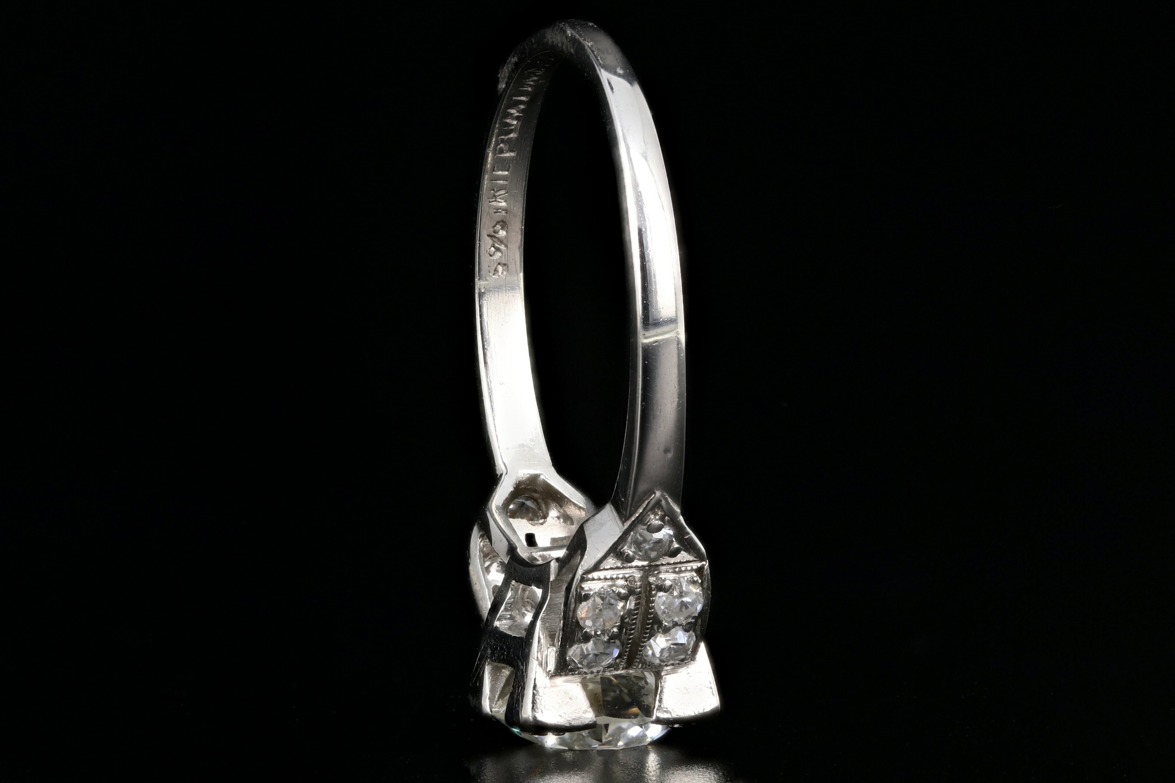 Art Deco Platinum 1.08 Carat Old European Cut Diamond Ring - Queen May